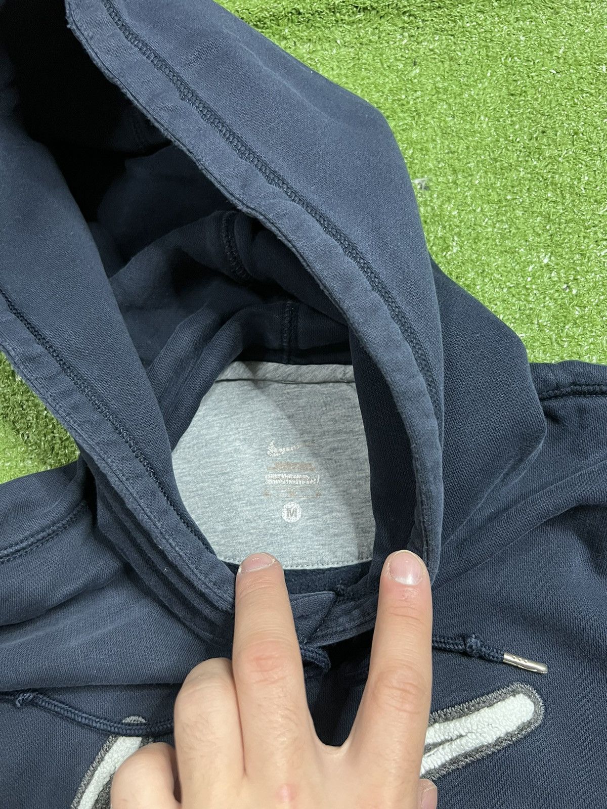 Nike × Vintage vintage nike center swoosh navy faded hoodie Size US M / EU 48-50 / 2 - 3 Thumbnail