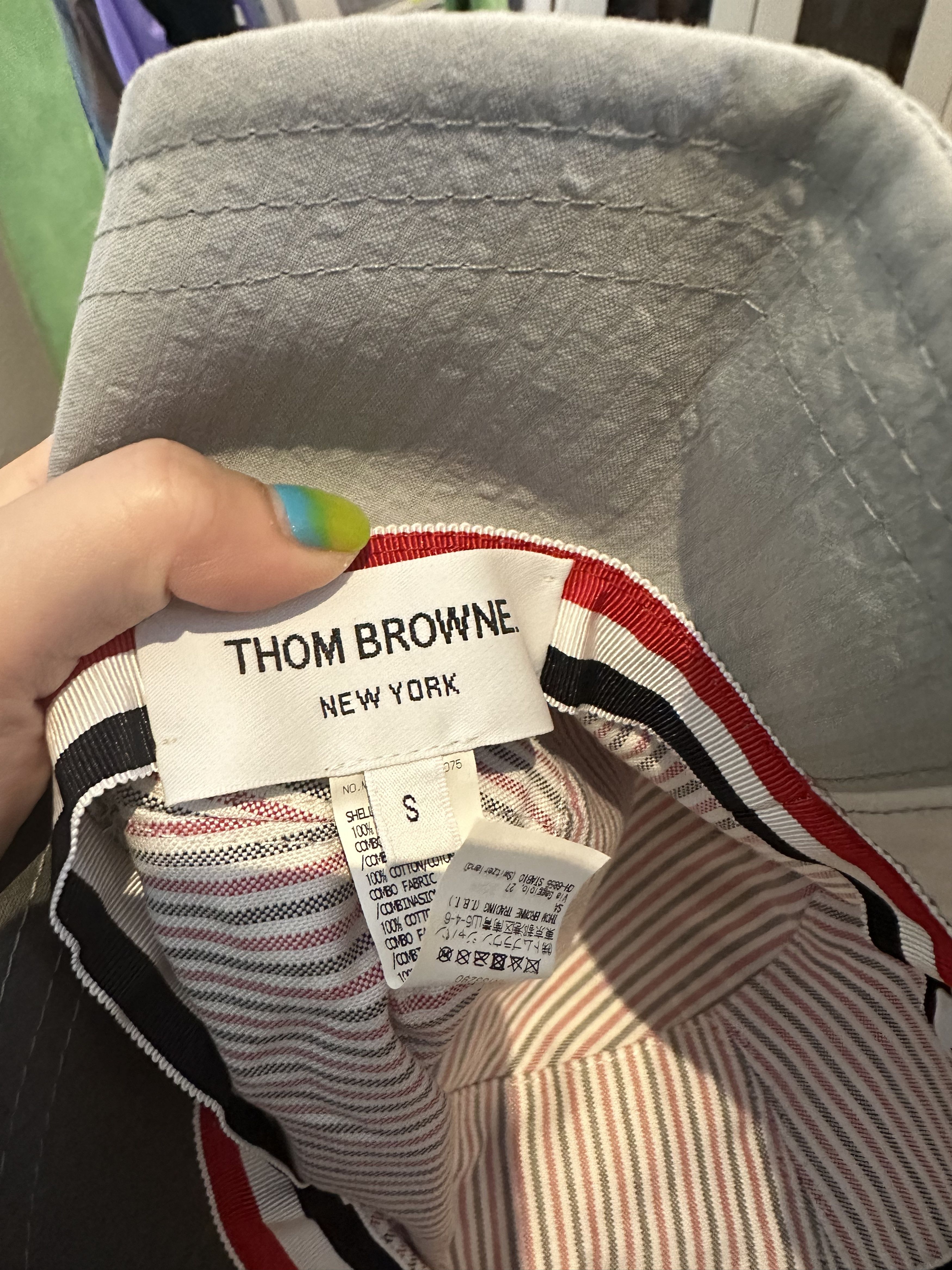 Thom Browne Thom Browne Bucket Hat in Quarter Combo Seercuker Size ONE SIZE - 6 Thumbnail
