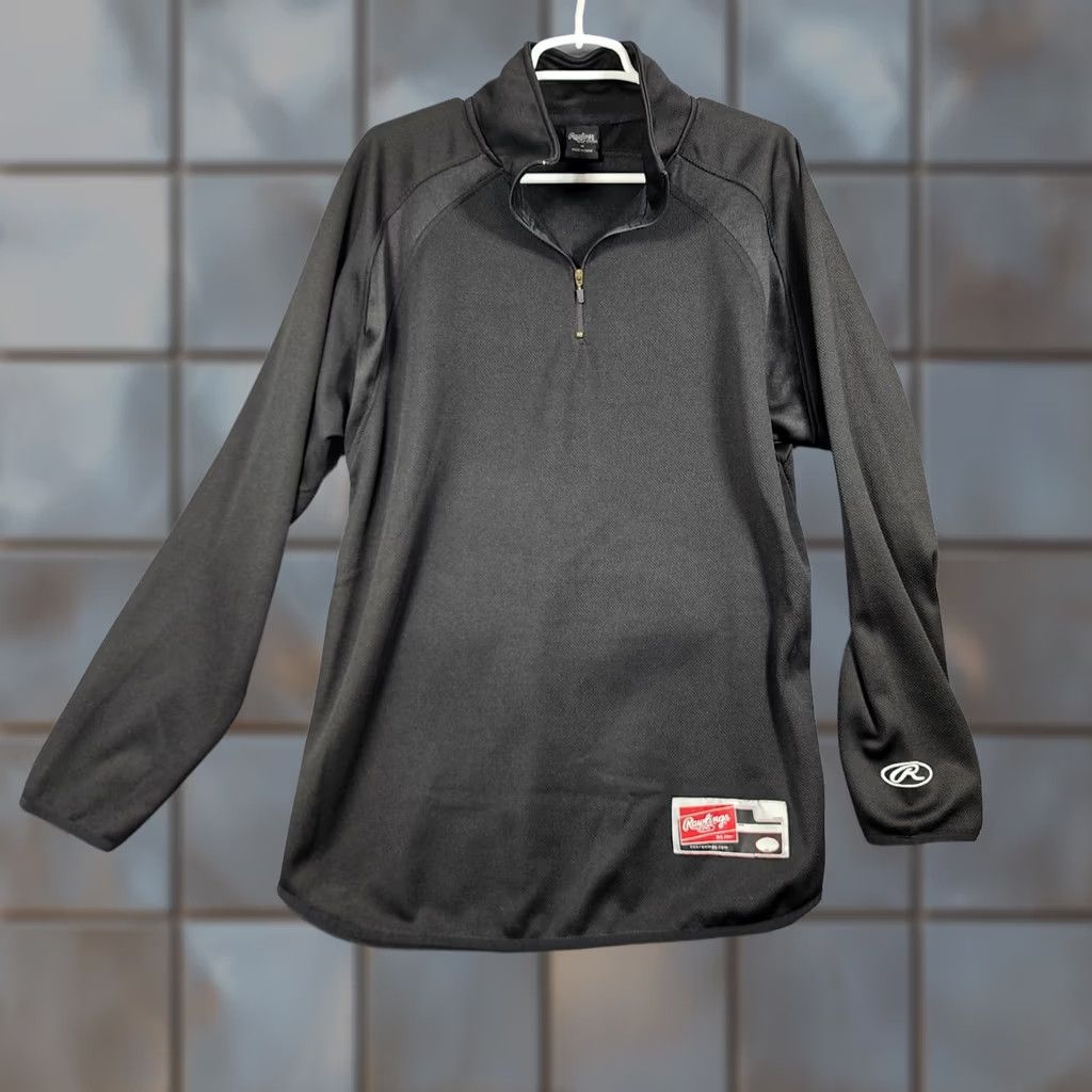 Vintage VINTAGE Rawlings Men 1/4 Quarter Zip Black Stretch Performance M Long Sleeve Pullover Shirt Mens Size US M / EU 48-50 / 2 - 1 Thumbnail