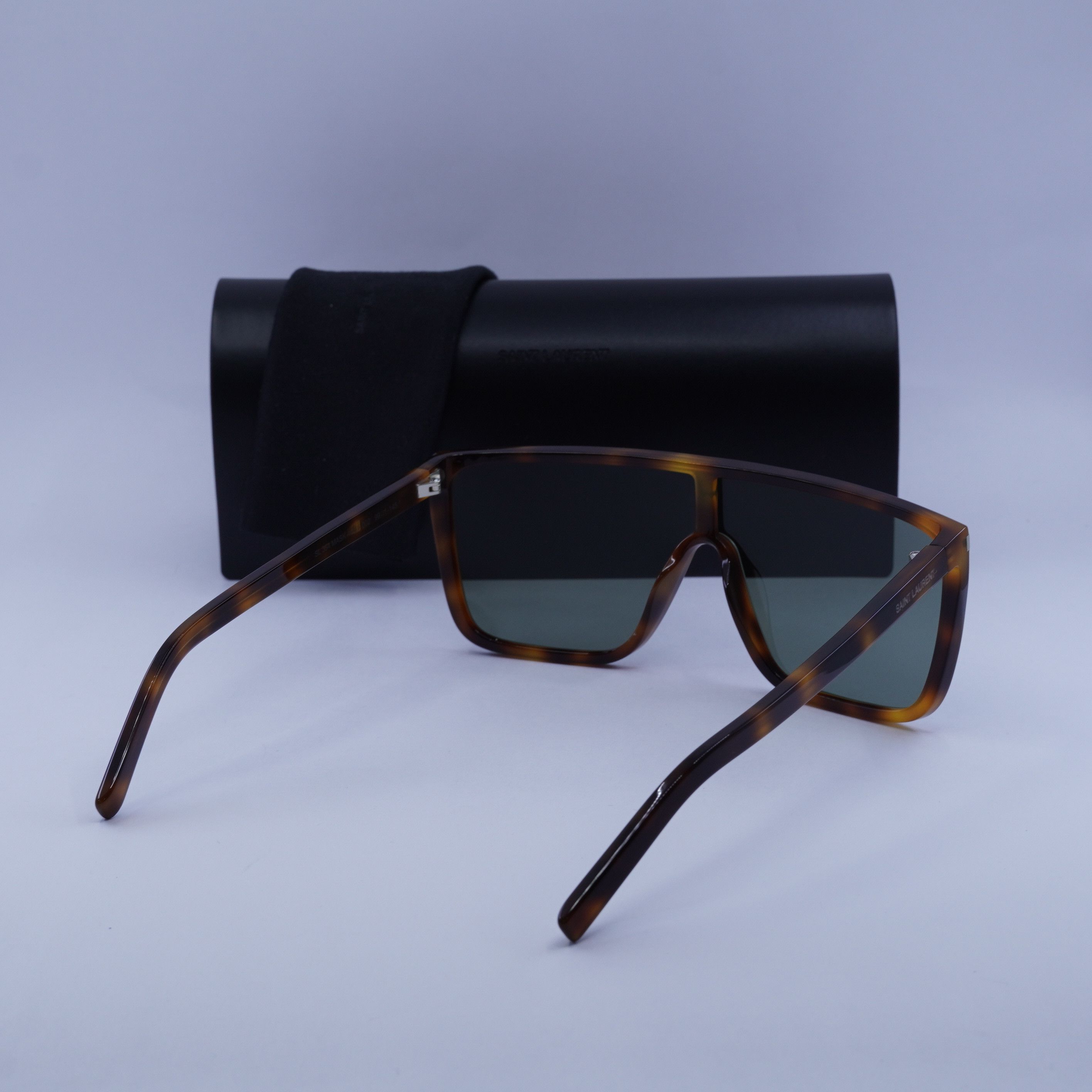 Saint Laurent Paris Saint Laurent SL364 MASK ACE 002 Sunglasses Havana Frame Size ONE SIZE - 12 Thumbnail
