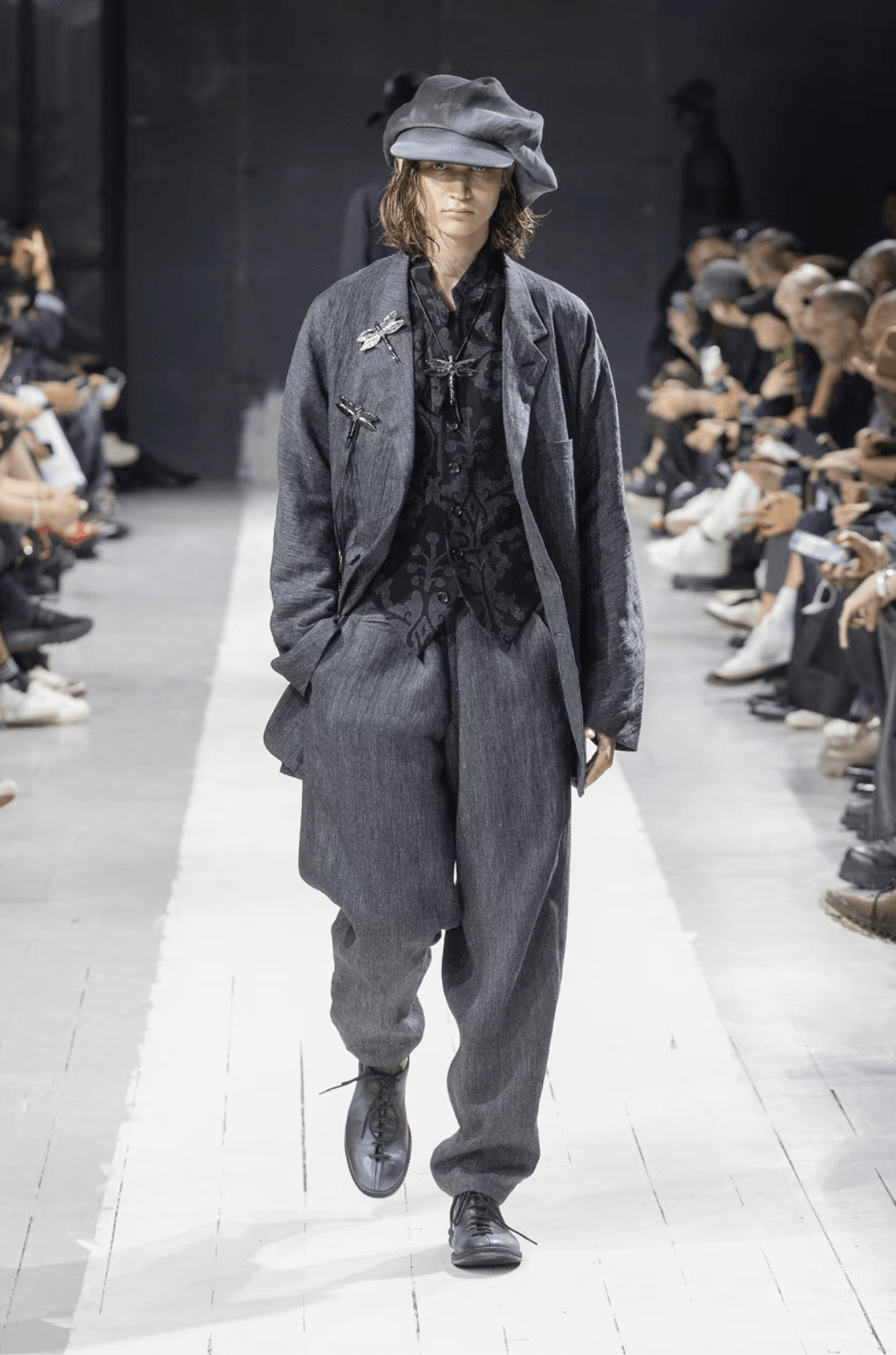 Yohji Yamamoto Yohji Yamamoto Pour Homme 24SS - CHARCOAL BIG CASQUETTE Size ONE SIZE - 10 Thumbnail