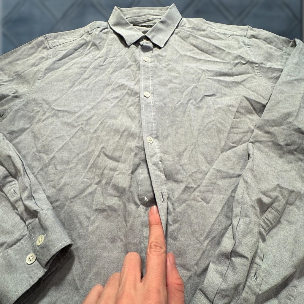 Theory Theory Shirt Mens Large Gray Long Sleeve Button-Down Cotton Dress Shirt Preppy Casual Size US L / EU 52-54 / 3 - 1 Thumbnail