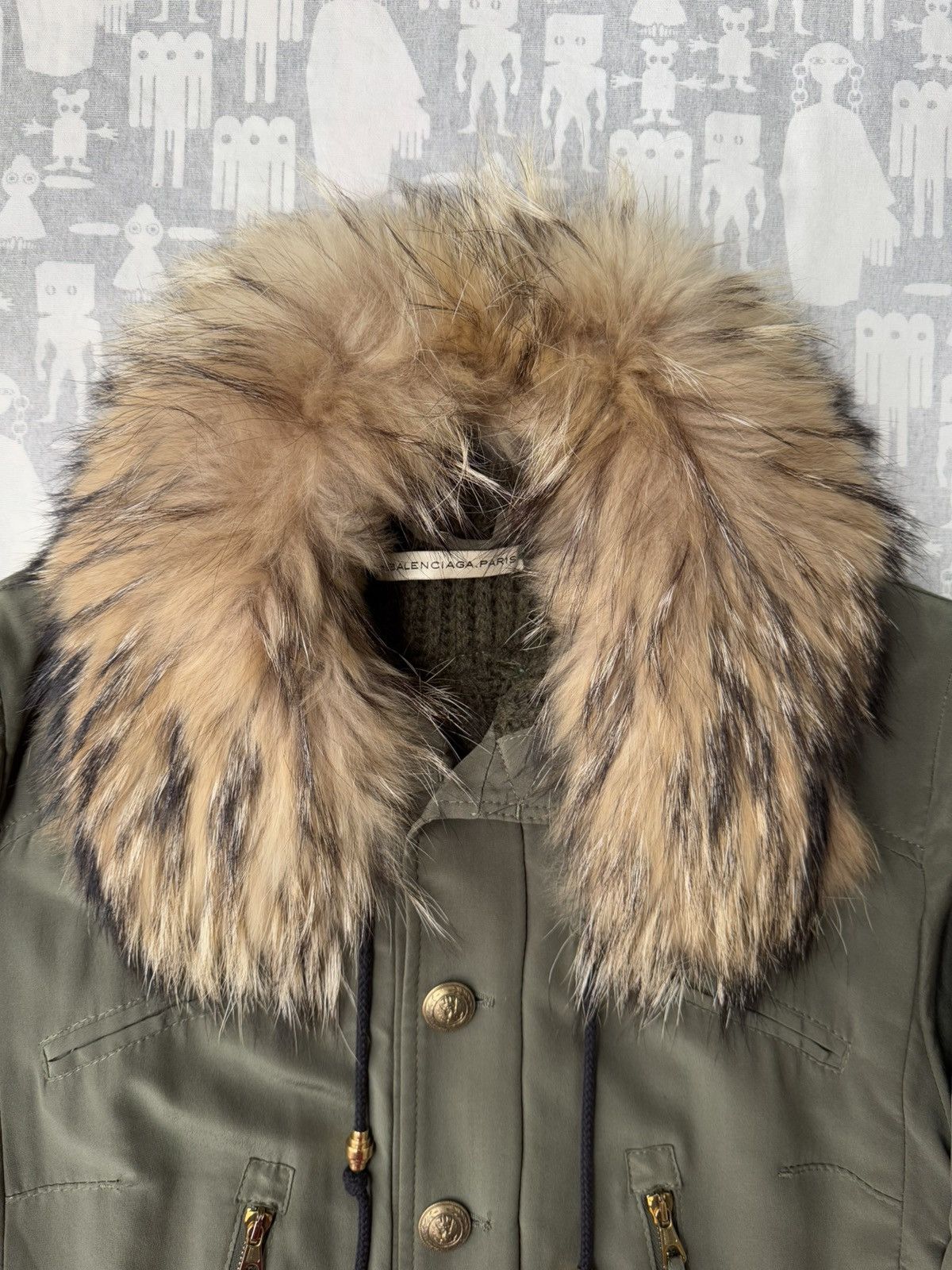 Balenciaga Balenciaga 2007 Military Fur Collar Belted Silk Parka Size US XS / EU 42 / 0 - 2 Thumbnail