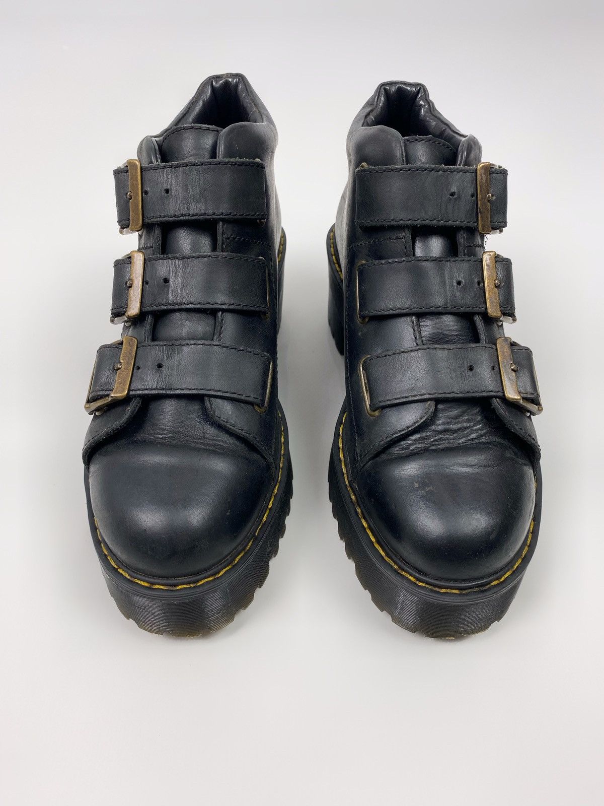 Dr. Martens Dr. Martens Coppola Black Leather Belt Chunky Ankle Boots Size US 8.5 / IT 38.5 - 4 Thumbnail