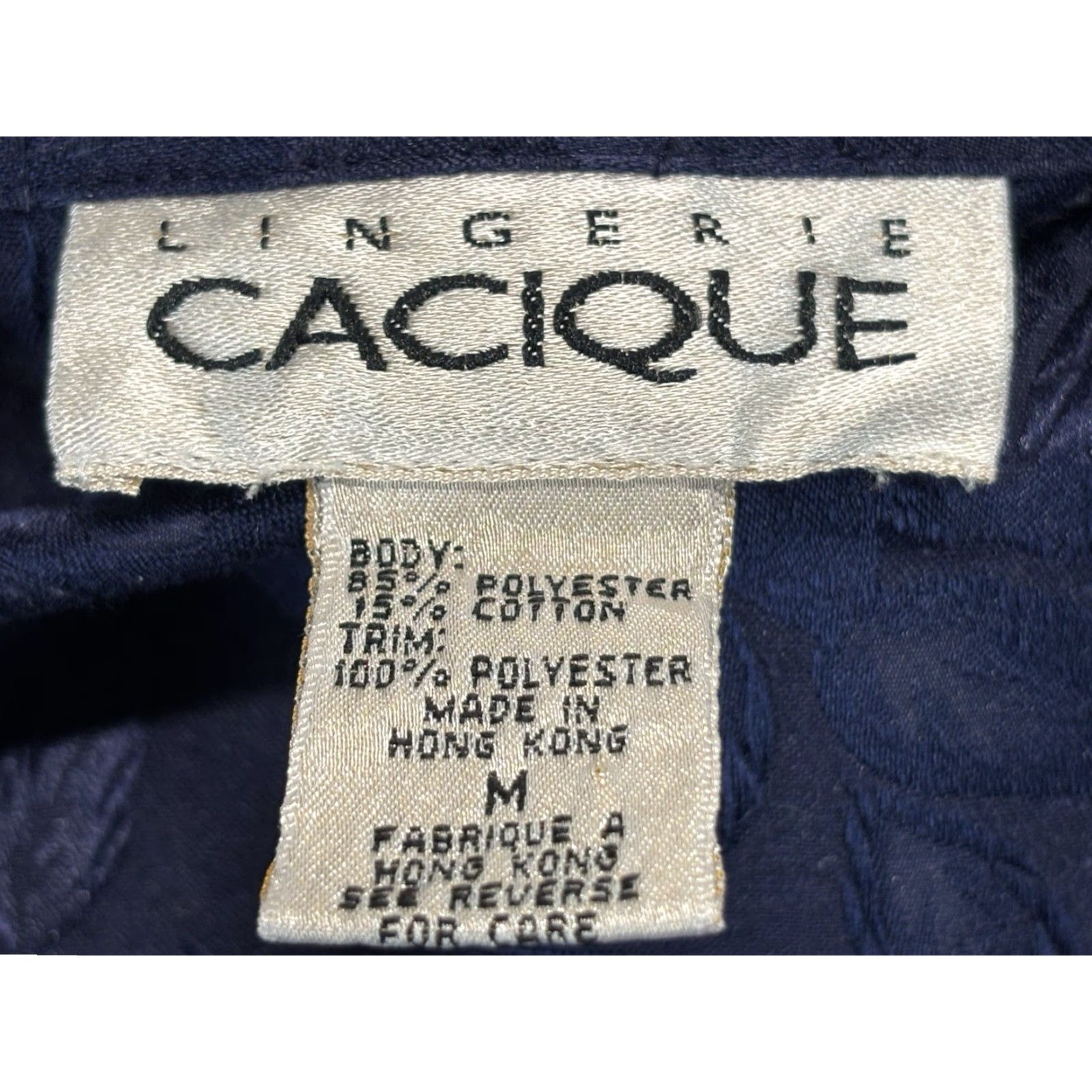 Vintage VINTAGE Cacique Pajama Set Shirt Pants Women’s Medium Navy Jacquard Floral Long Sleeve Size M / US 6-8 / IT 42-44 - 7 Thumbnail
