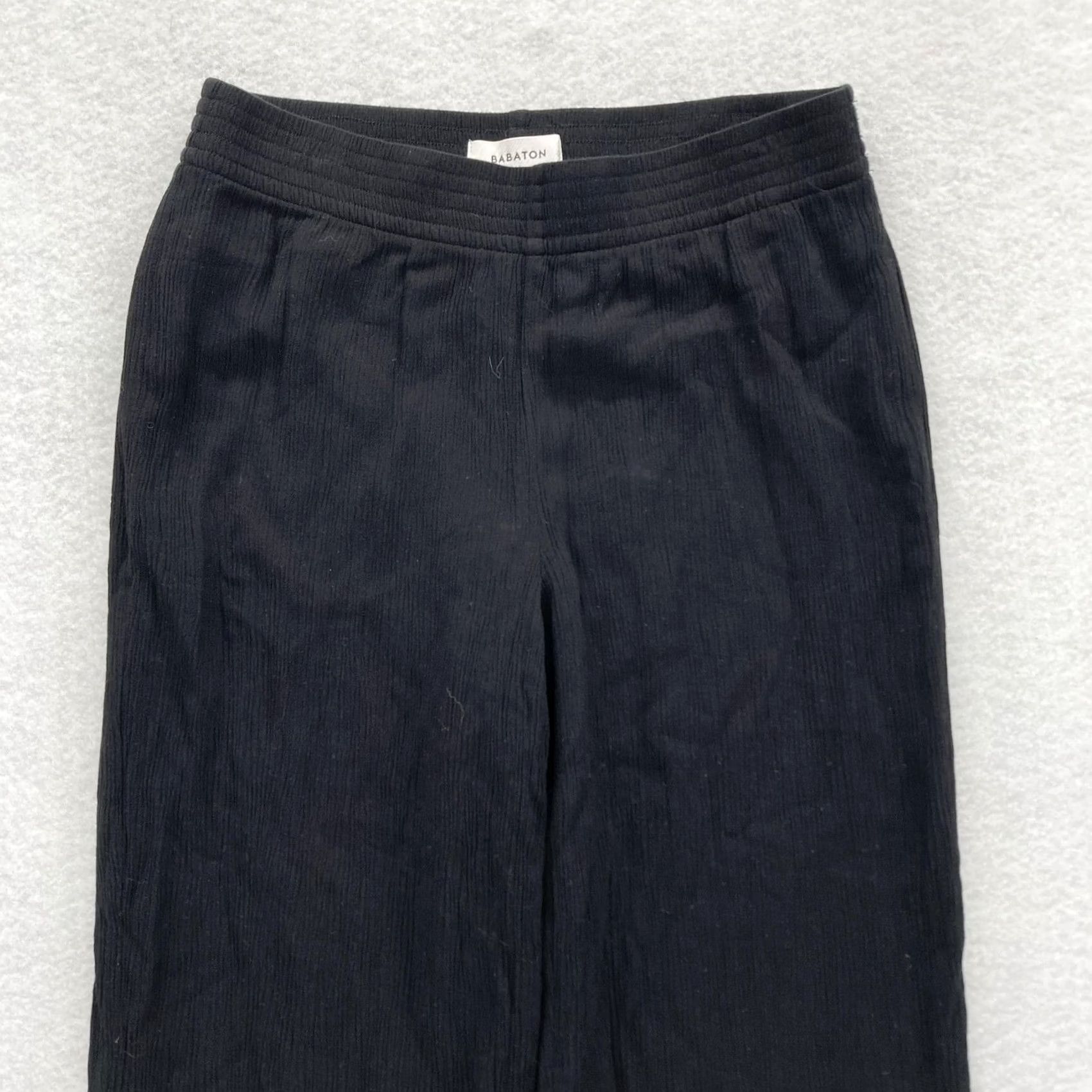 Vintage Babaton Womens Pants 2XS Black Pull On Wide Leg Crinkle Viscose ECOVERO Size 24" / US 00 / IT 34 - 2 Thumbnail