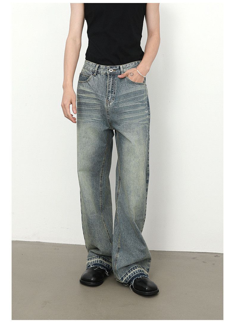 Japanese Brand × Jean Men's vintage loose raw edge washed distressed wideleg jeans Size US 34 / EU 50 - 1 Thumbnail