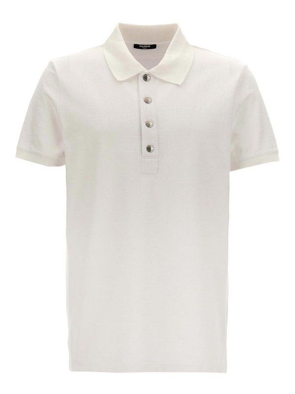 Balmain o1s1wg110925 Polo Shirt in White Size US M / EU 48-50 / 2 - 1 Thumbnail