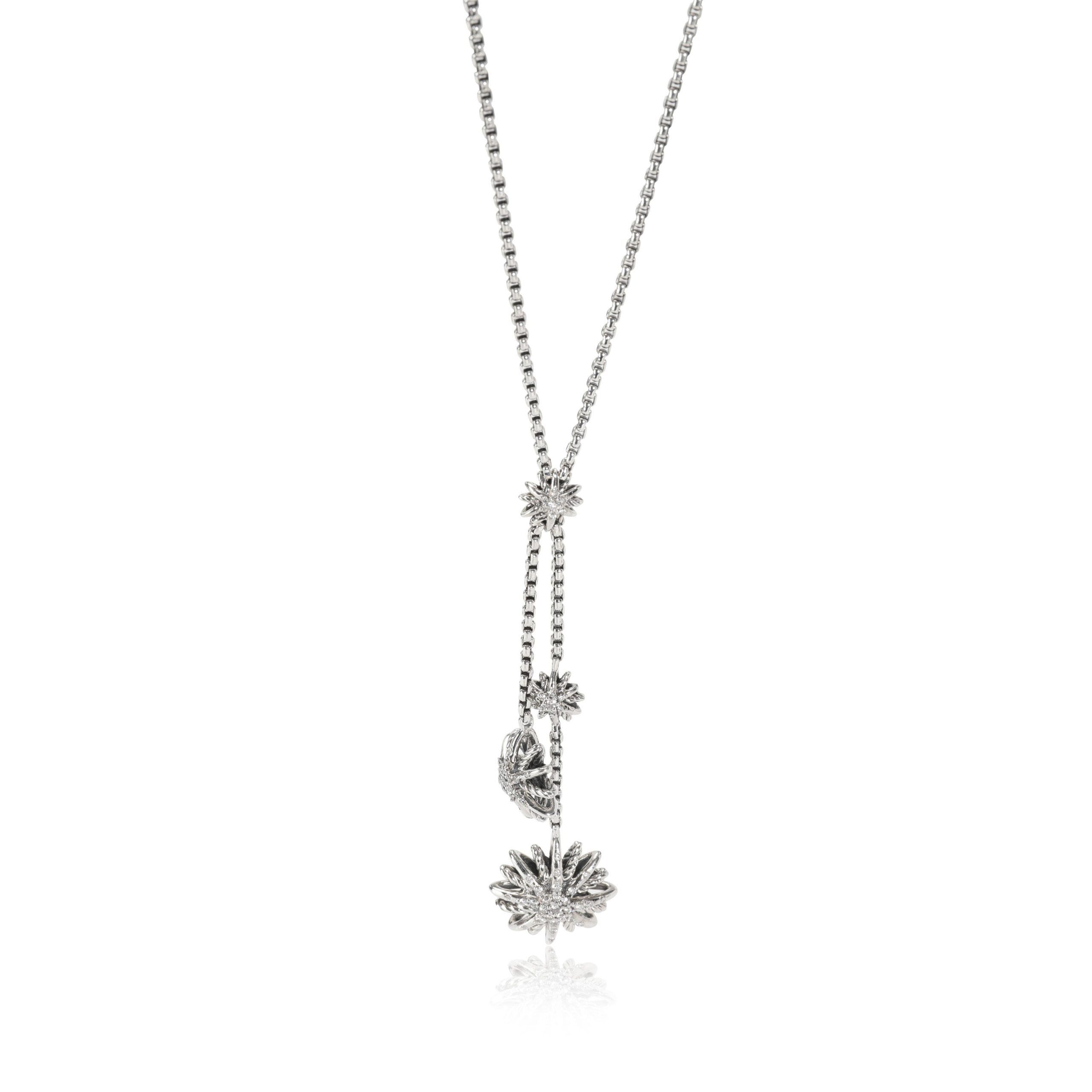 image of David Yurman Starburst Diamond Drop Necklace In Sterling Silver 0.39 Ctw, Women's