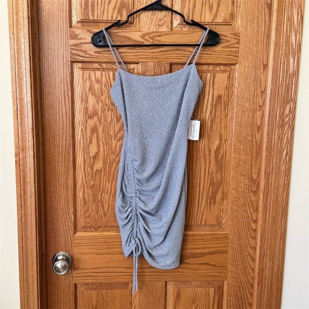 Other Windsor Dress Womens Size M Blue Glitter Ruched Drawstring Size M / US 6-8 / IT 42-44 - 2 Thumbnail