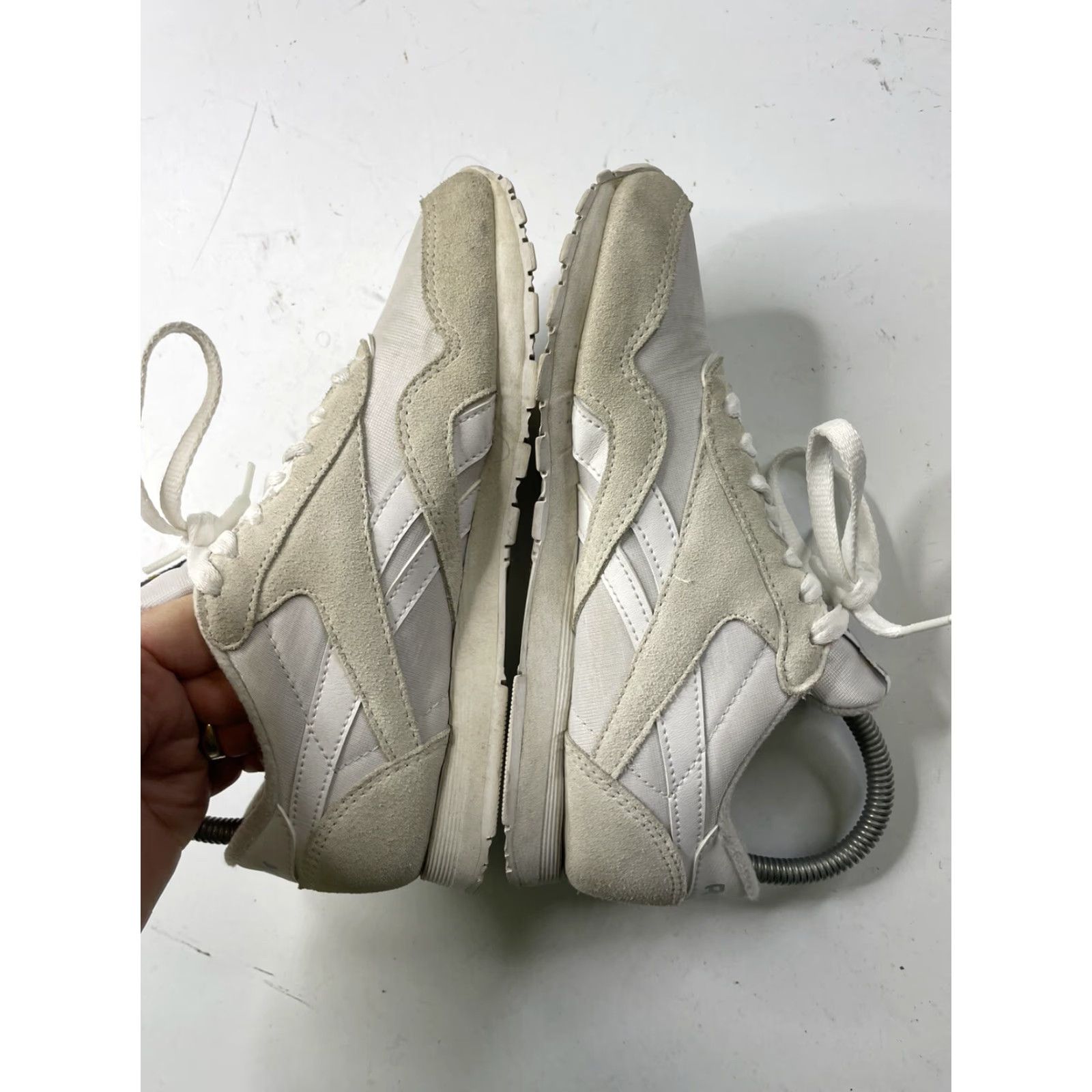 Reebok VINTAGE Reebok Women’s 5.5 Classic Nylon/Suede Sneakers 6394 White/Light Grey Womens Running Classic Shoes Size US 5.5 / IT 35.5 - 7 Thumbnail