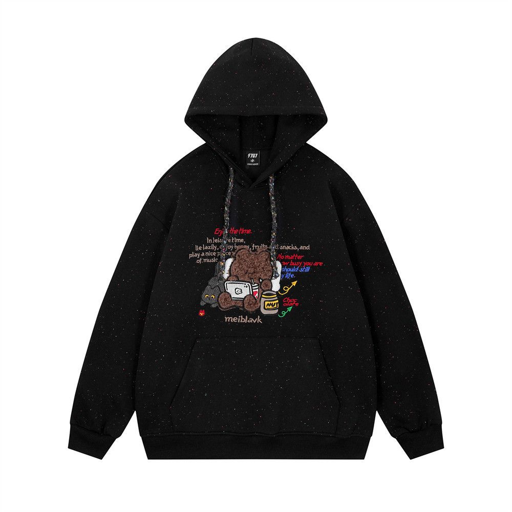 Vintage Men's loose casual cartoon bear embroidered hoodie y2k Size US M / EU 48-50 / 2 - 1 Thumbnail