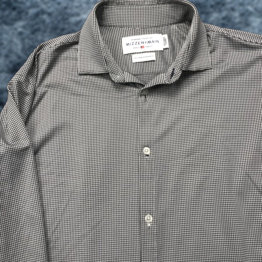 Mizzen+Main Mizzen+Main Shirt Mens 2XL White Check Spinnaker Casual Stretch Button-Up Long Sleeve Classic Preppy Size US XXL / EU 58 / 5 - 1 Thumbnail