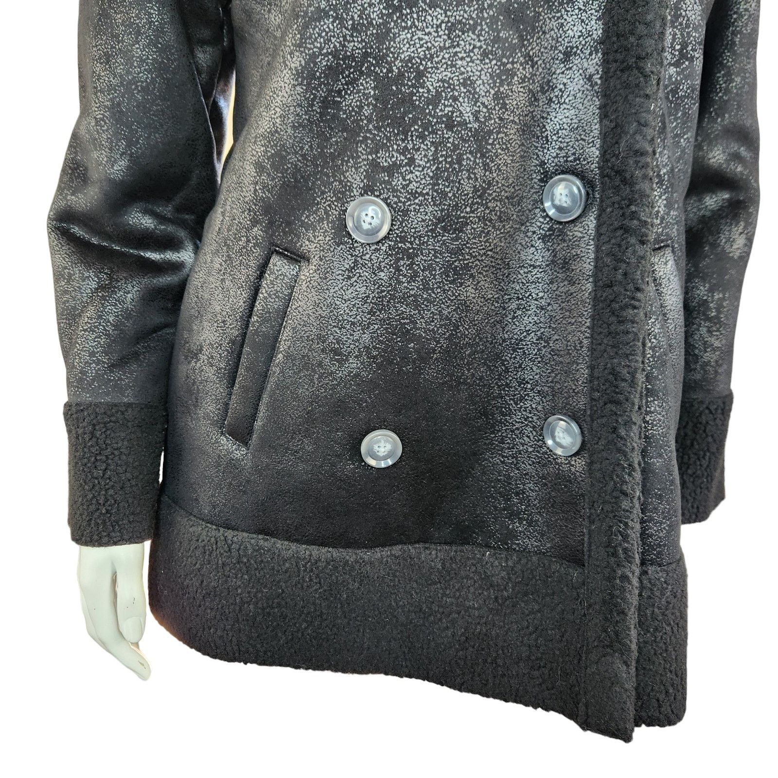 Other Candace Cameron Bure Sherpa Faux Suede Peacoat Black XXS Size XS / US 0-2 / IT 36-38 - 3 Thumbnail