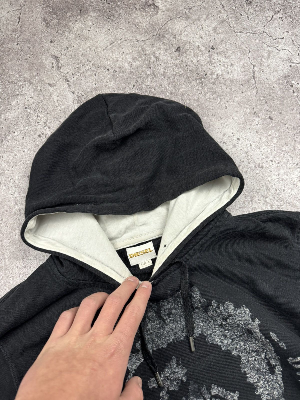 Diesel Vintage Y2K Diesel Face Punk Big Logo Black Hoodie Hooded Size US L / EU 52-54 / 3 - 4 Thumbnail