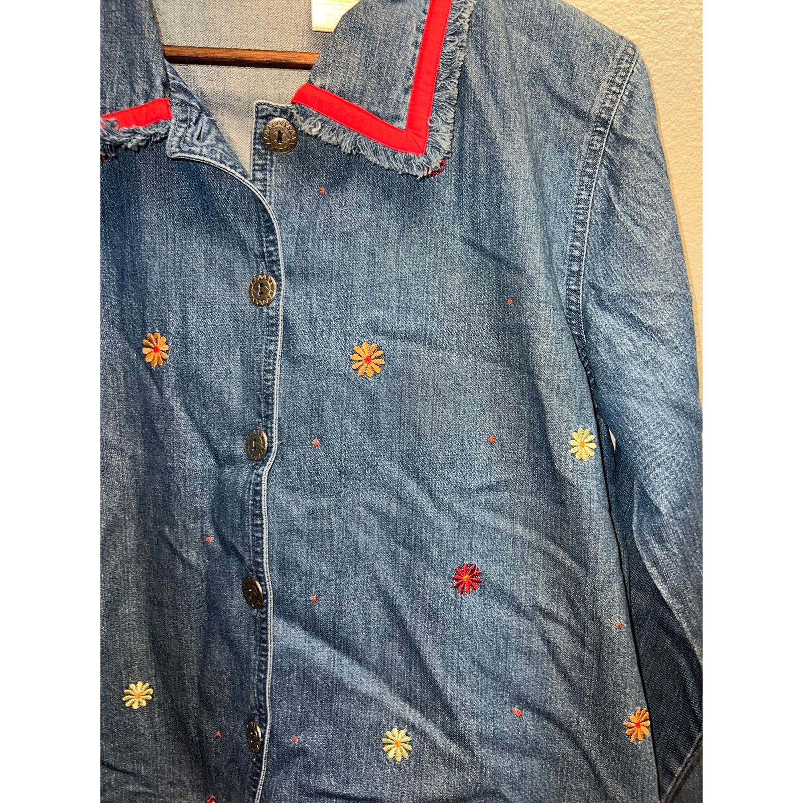 Vintage Womens Bobbie Brooks Denim Jacket Lighweight Floral Small Size S / US 4 / IT 40 - 4 Thumbnail
