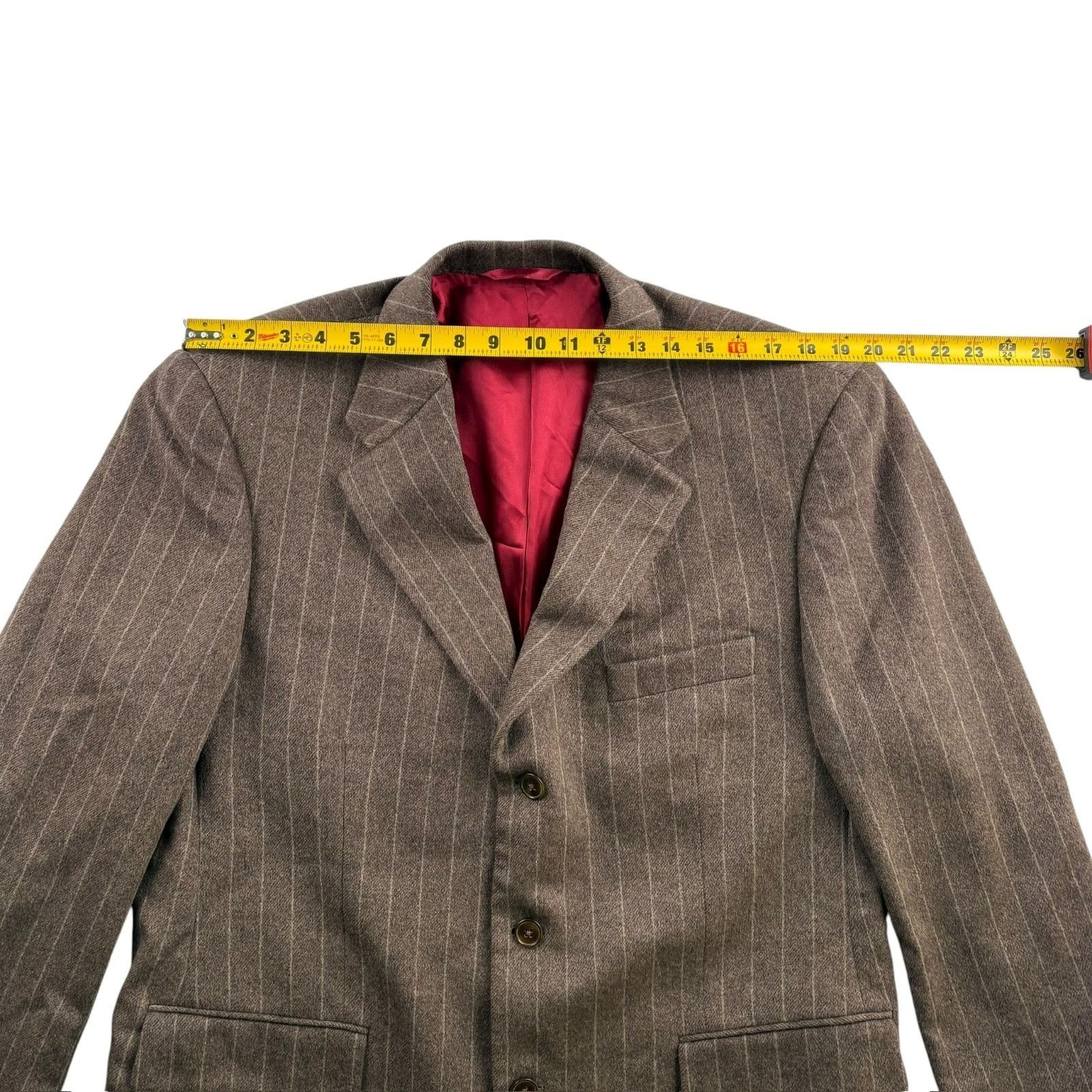 Other Bespoke Custom Men’s 100% Cashmere Chalk Striped Blazer Jack Size 48R - 6 Thumbnail