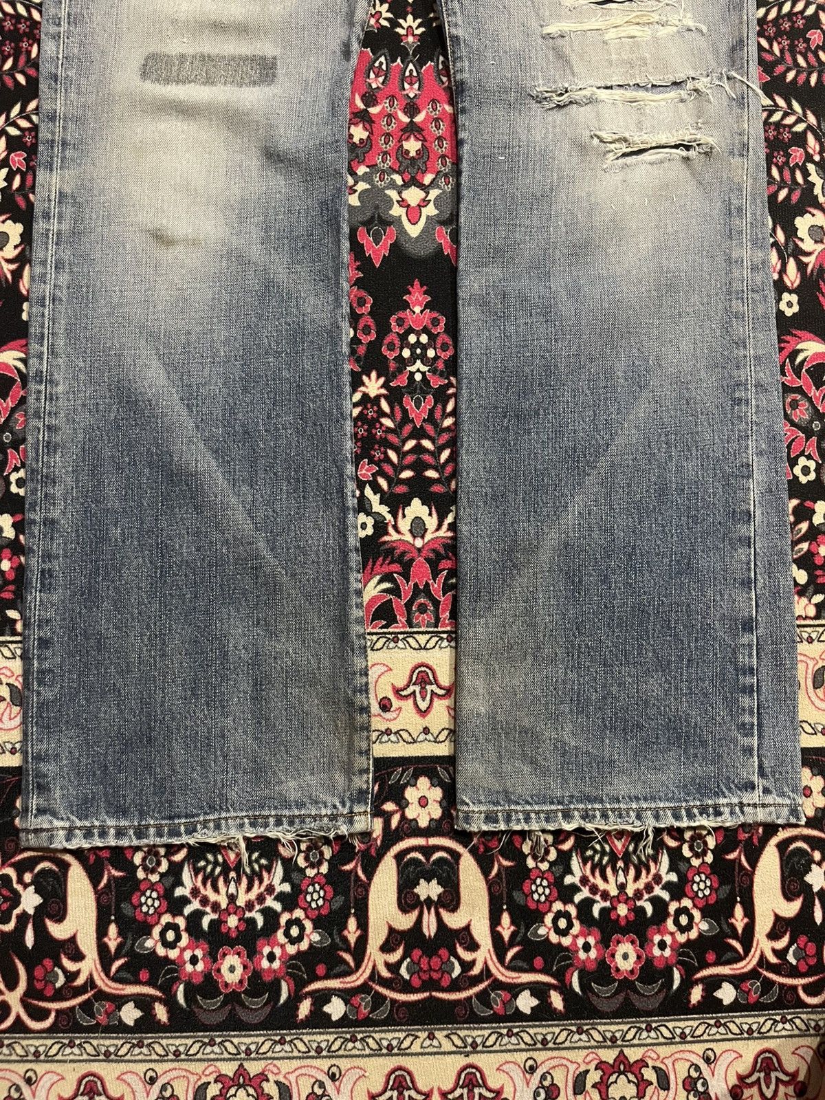 Le Grande Bleu (L.G.B.) ⚡️Distressed⚡️Zara Destroy Grunge Style Blue Washed Flare Jean Size US 34 / EU 50 - 11 Thumbnail