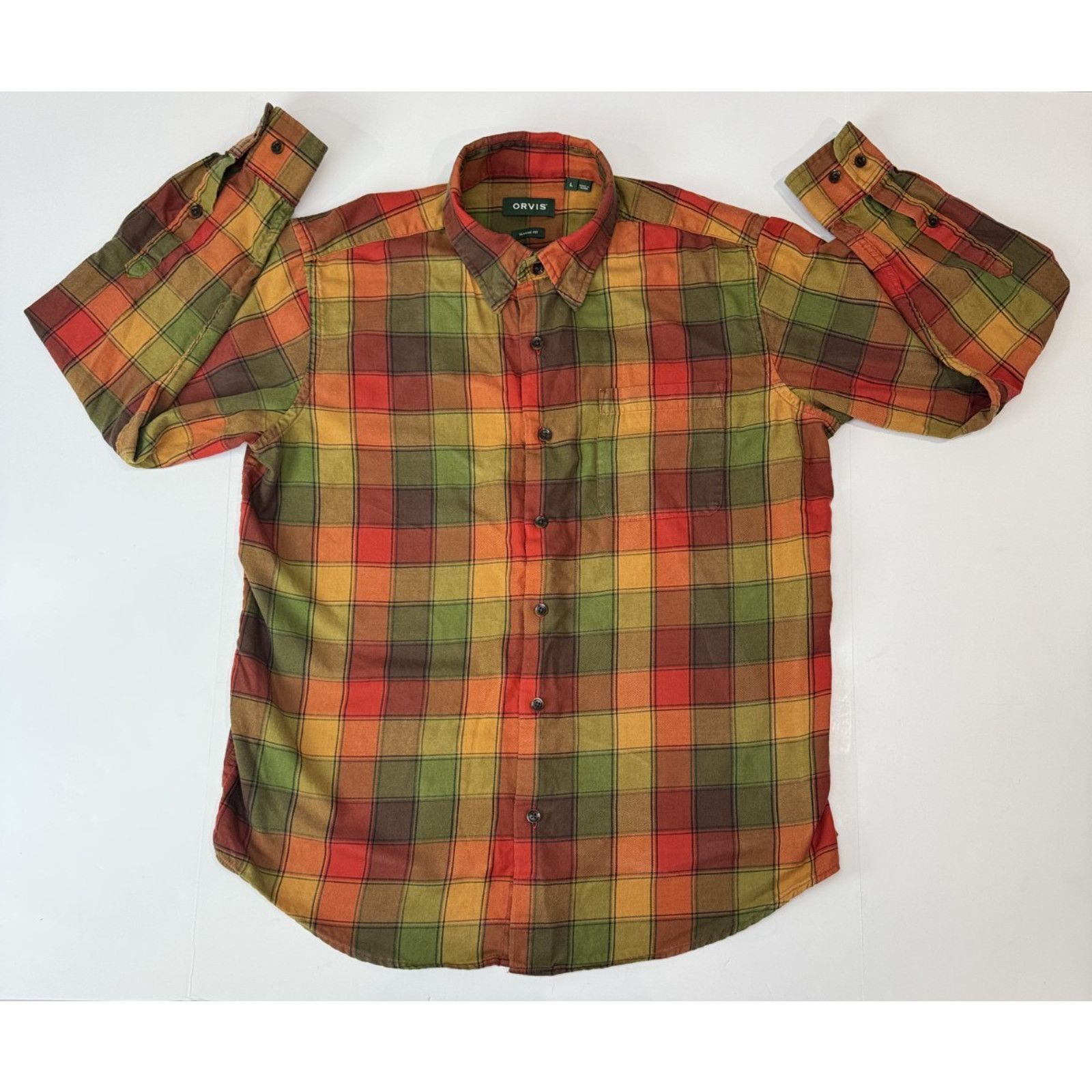 Orvis Orvis Plaid Triblend Flannel Shirt L Cotton Tencel Wool L Size US L / EU 52-54 / 3 - 1 Thumbnail
