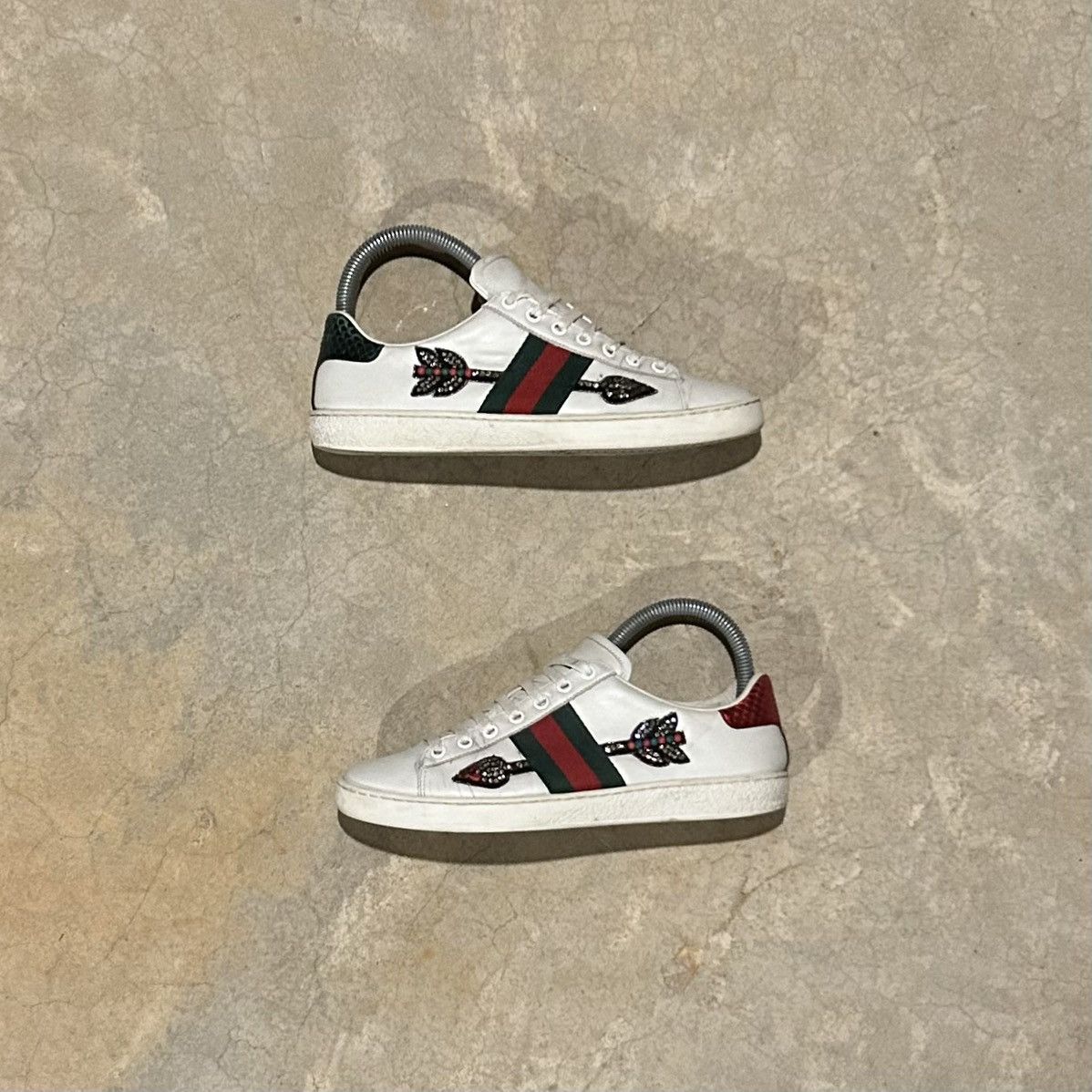 Designer × Gucci Gucci Ace Web Stripe Embroidered Arrow Leather Shoes US 5 Size US 5 / EU 37 - 2 Thumbnail