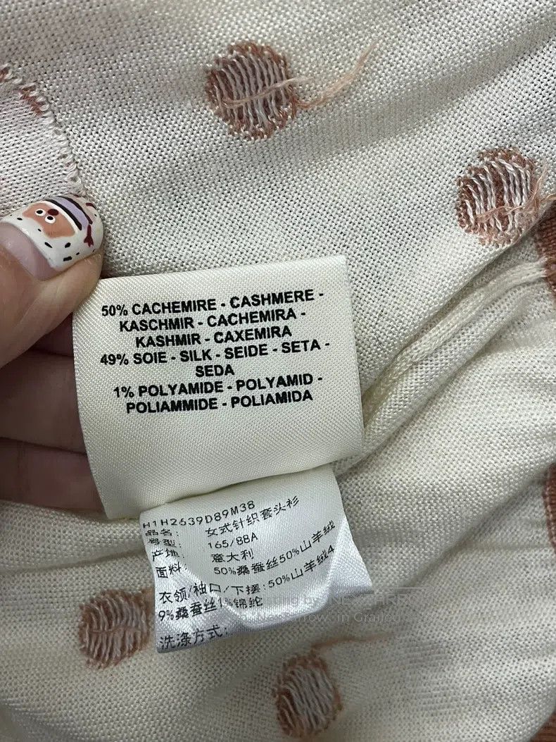Hermes Hermes Pink and White Patchwork Polka Dot Cashmere Knit Sh Size XS / US 0-2 / IT 36-38 - 6 Thumbnail