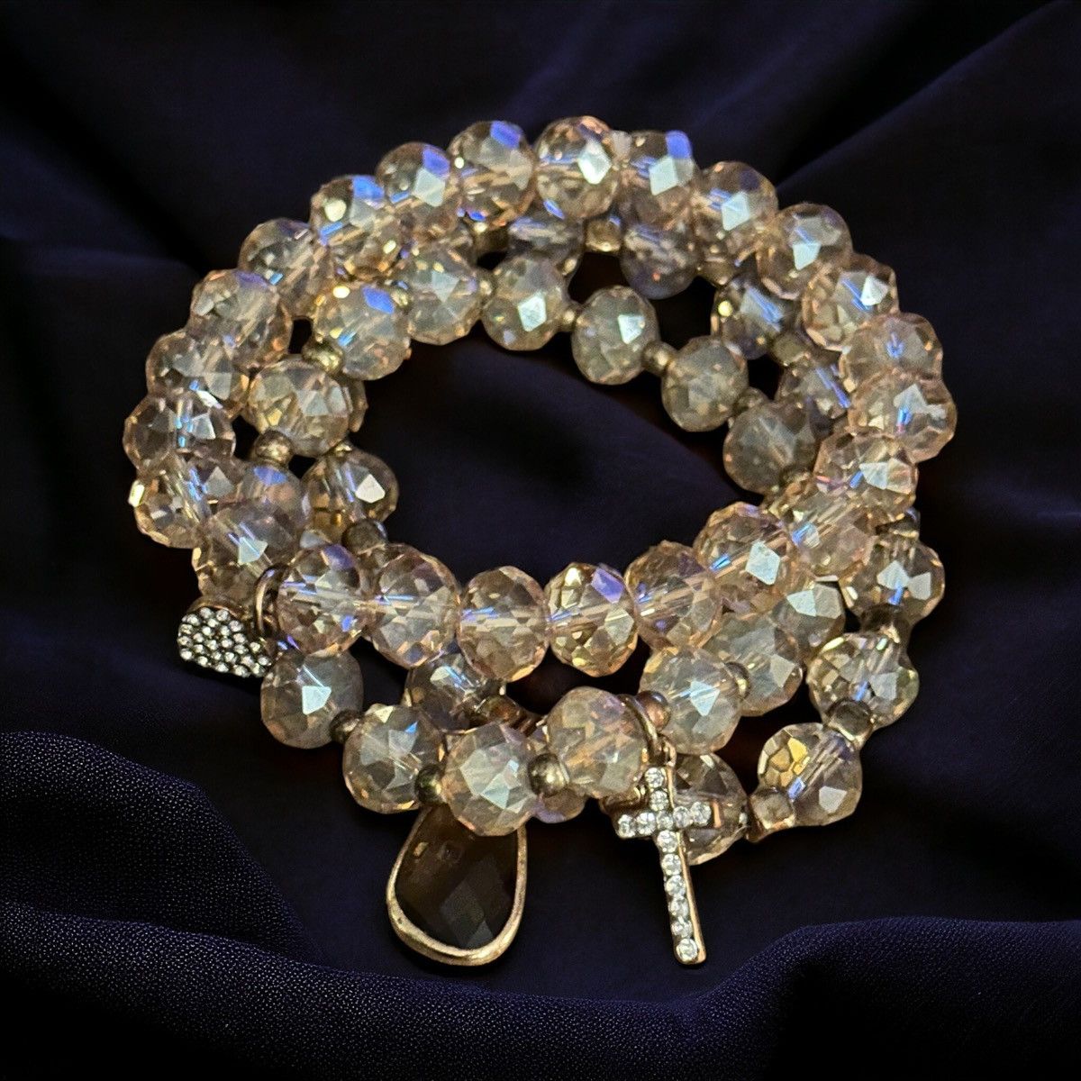 Other Champagne crystal glass bead stretch bracelets Size ONE SIZE - 1 Thumbnail
