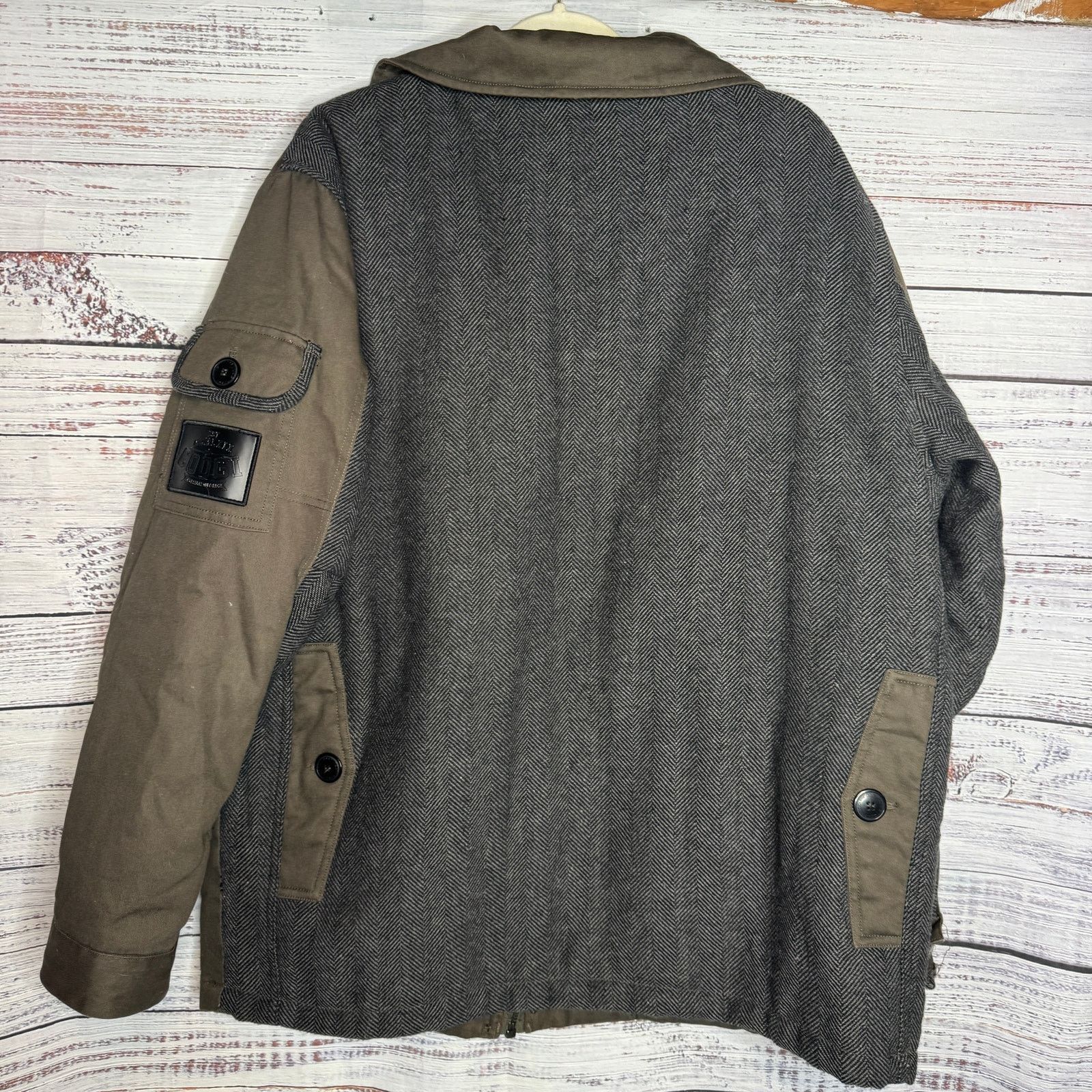 Coogi Coogi XL Brown Utility Jacket Multi Pocket Zip Herringbone Size US XL / EU 56 / 4 - 5 Thumbnail