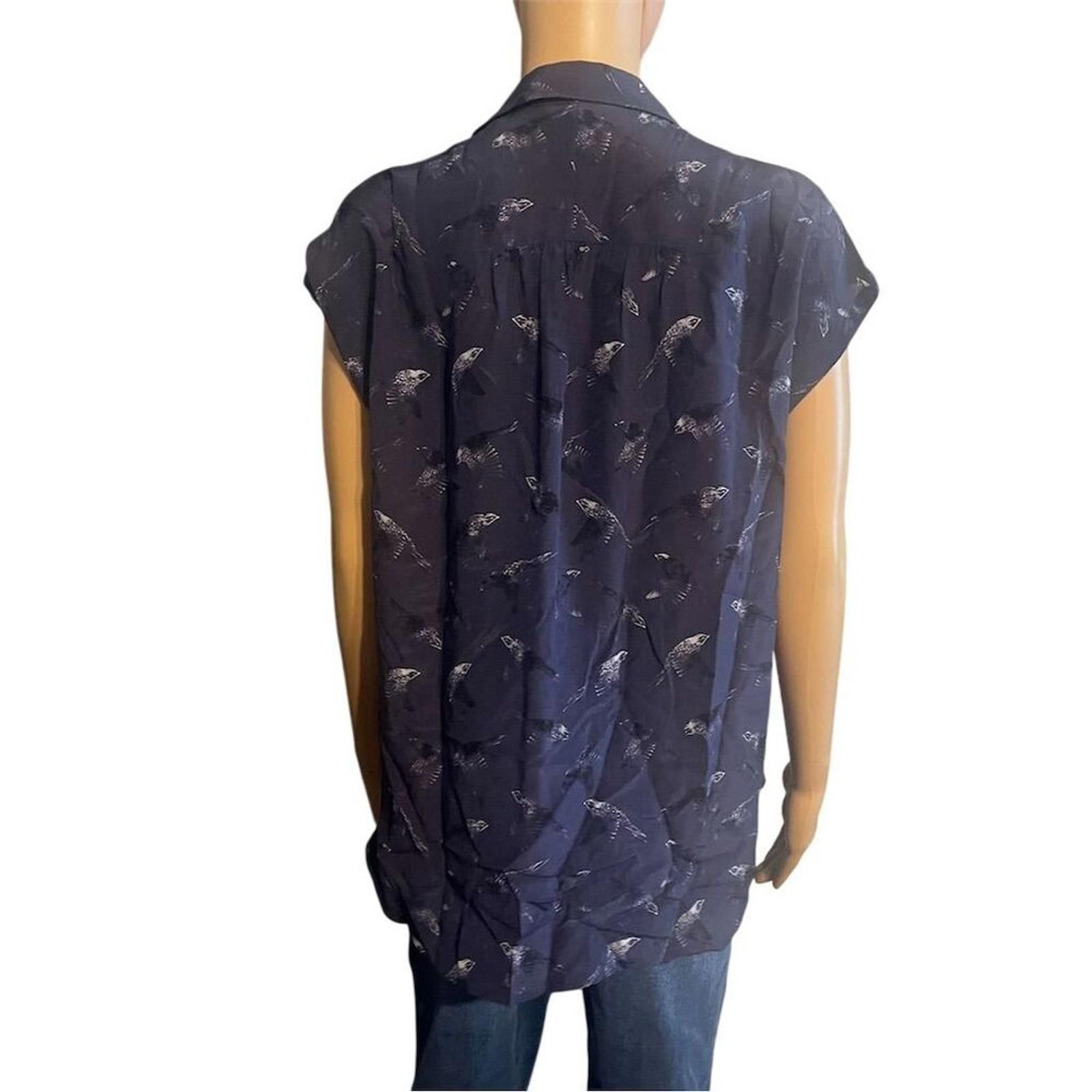 Other Rebecca Taylor Women's Blue Animal Print Blouse 4 - p2p 21 Size S / US 4 / IT 40 - 4 Thumbnail