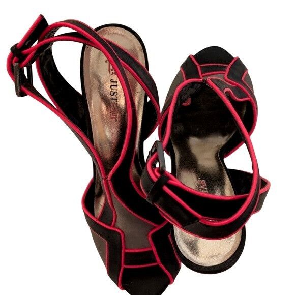 Other JustFab Black & Pink 5" High Heel Sandals With Adjustable Bu Size US 8.5 / IT 38.5 - 1 Thumbnail