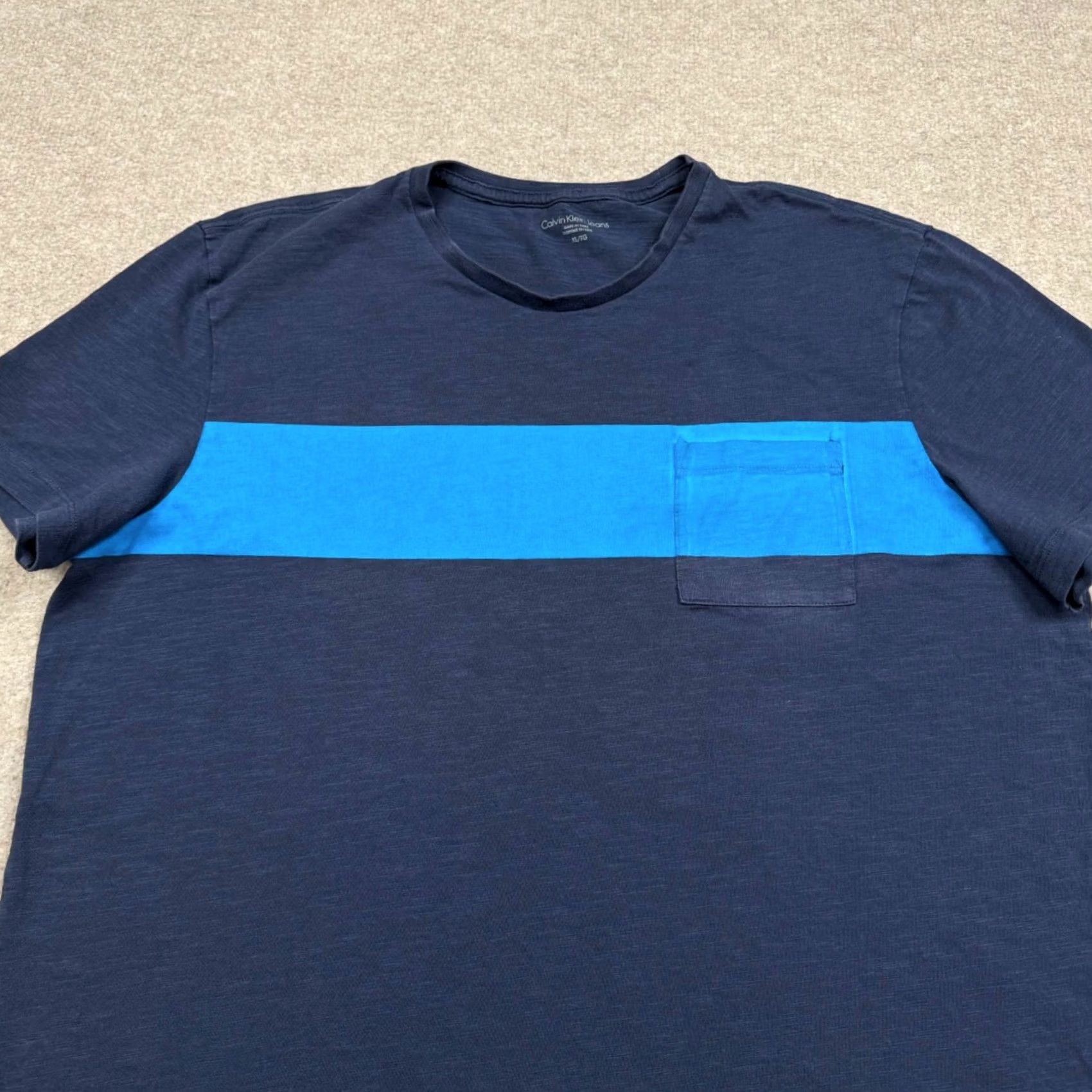 Calvin Klein Calvin Klein Shirt XL Blue Short Sleeve Crew Neck Slim Lightweight Men’s T-Shirt Classic Designer Logo Cotton Jersey Size US XL / EU 56 / 4 - 2 Thumbnail