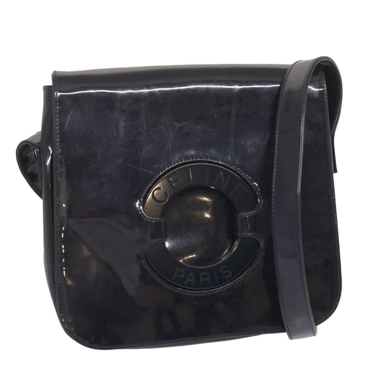 CELINE Shoulder Bag Enamel Navy