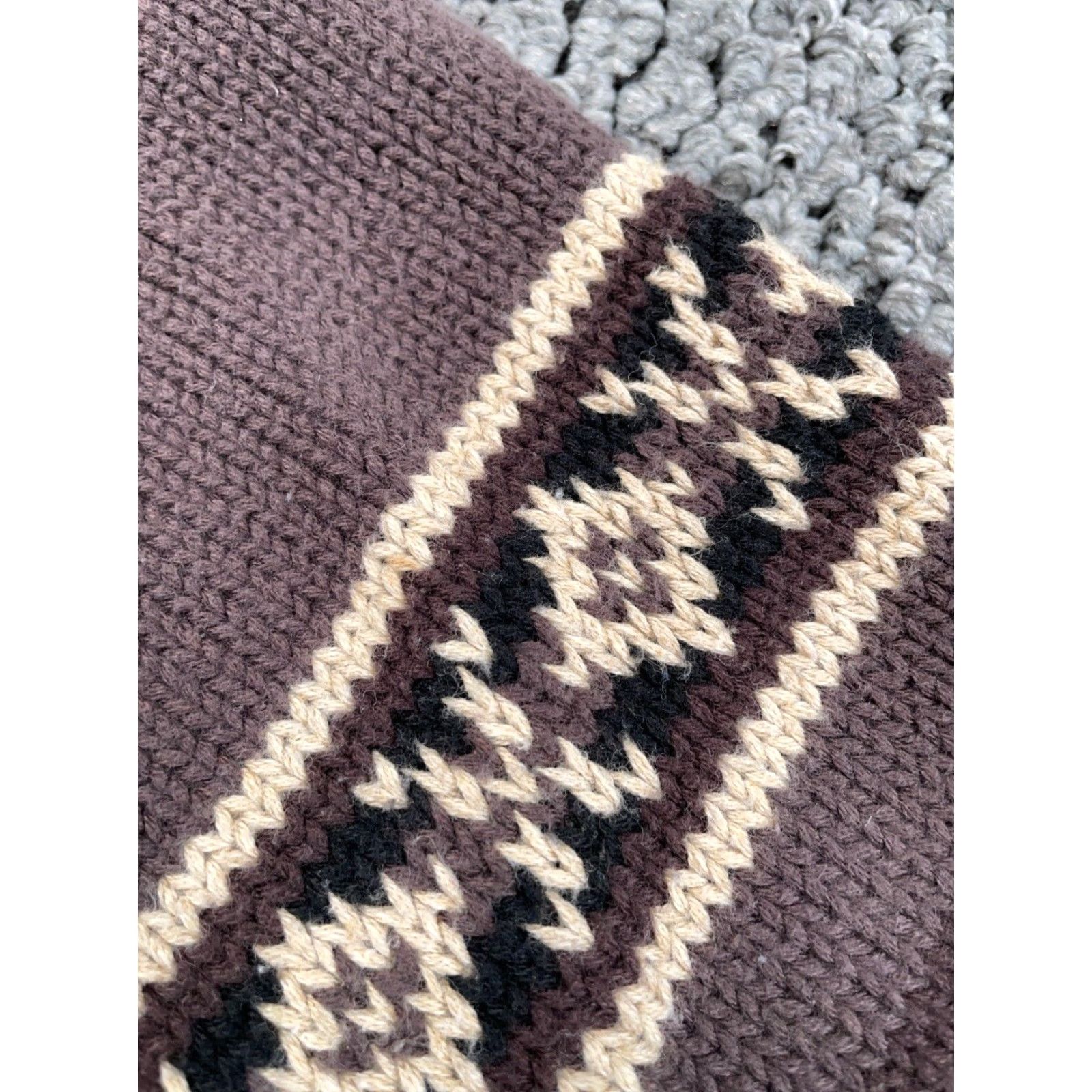 Lands' End Lands' End Sweater Women XL Brown Geometric Snowflake Pattern Cotton Chunky Knit Crew Neck Pullover 90s Retro Ski Womens Size XL / US 12-14 / IT 48-50 - 5 Thumbnail