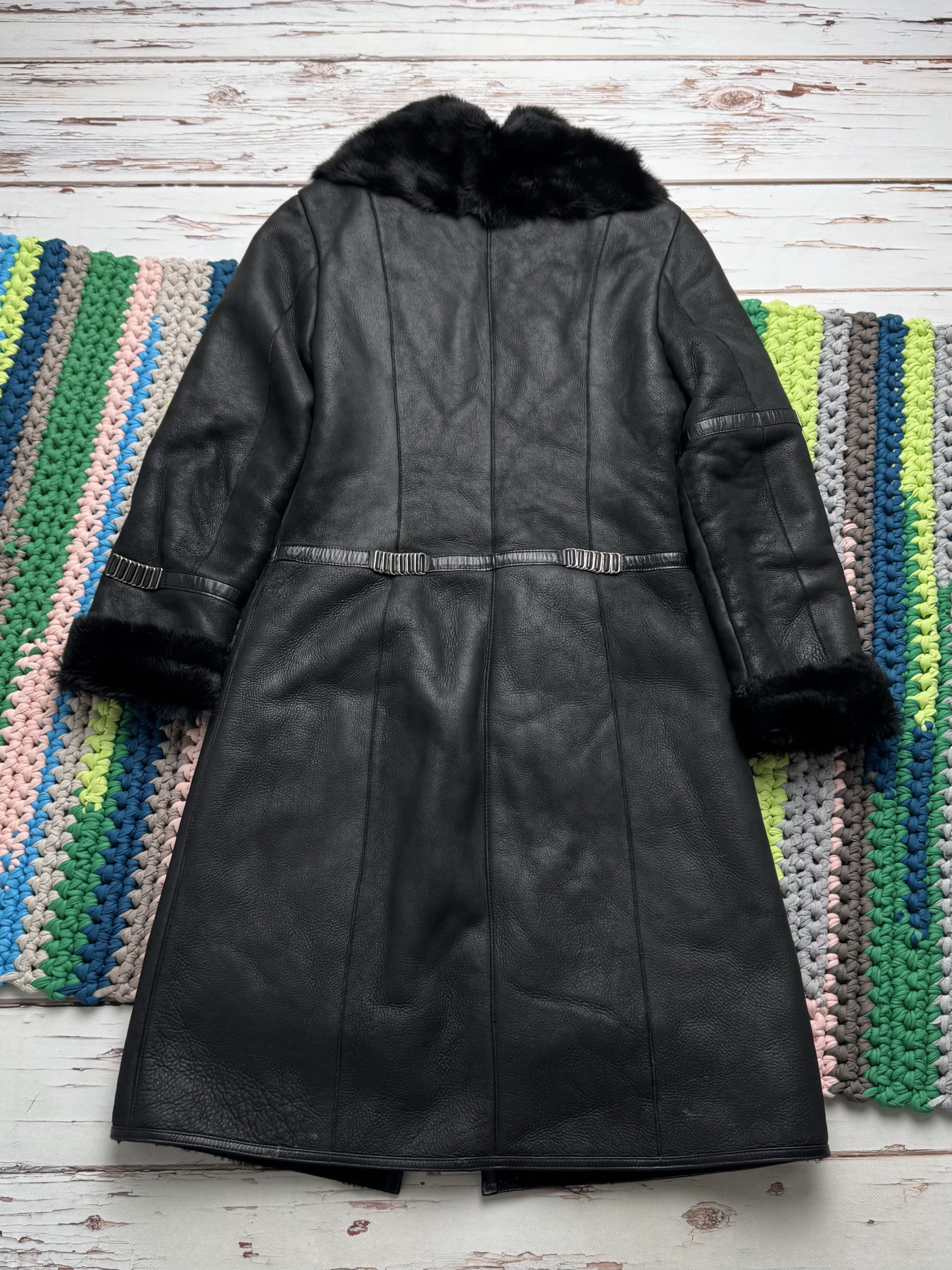 Vintage Vintage Black Sheepskin Leather Coat Long Zip Size S / US 4 / IT 40 - 14 Thumbnail