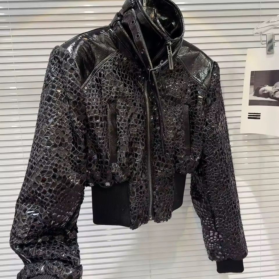 Other Designer Punk Patent PU Leather Glossy Trendy Y2k Jacket Size L / US 10 / IT 46 - 6 Thumbnail