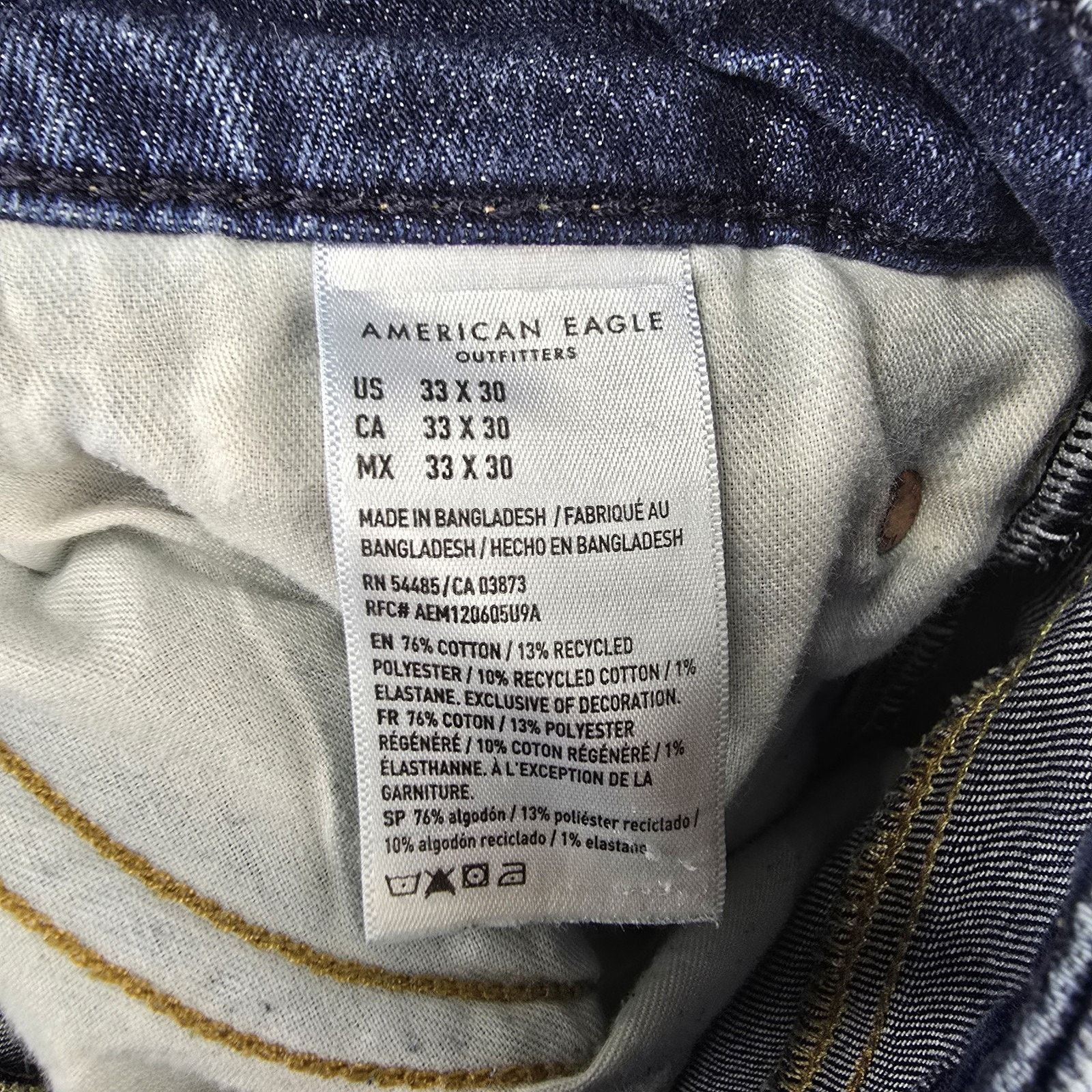 American Eagle Outfitters American Eagle Original Straight Jeans 33x30 (Fits 35x28) Size US 33 - 6 Thumbnail