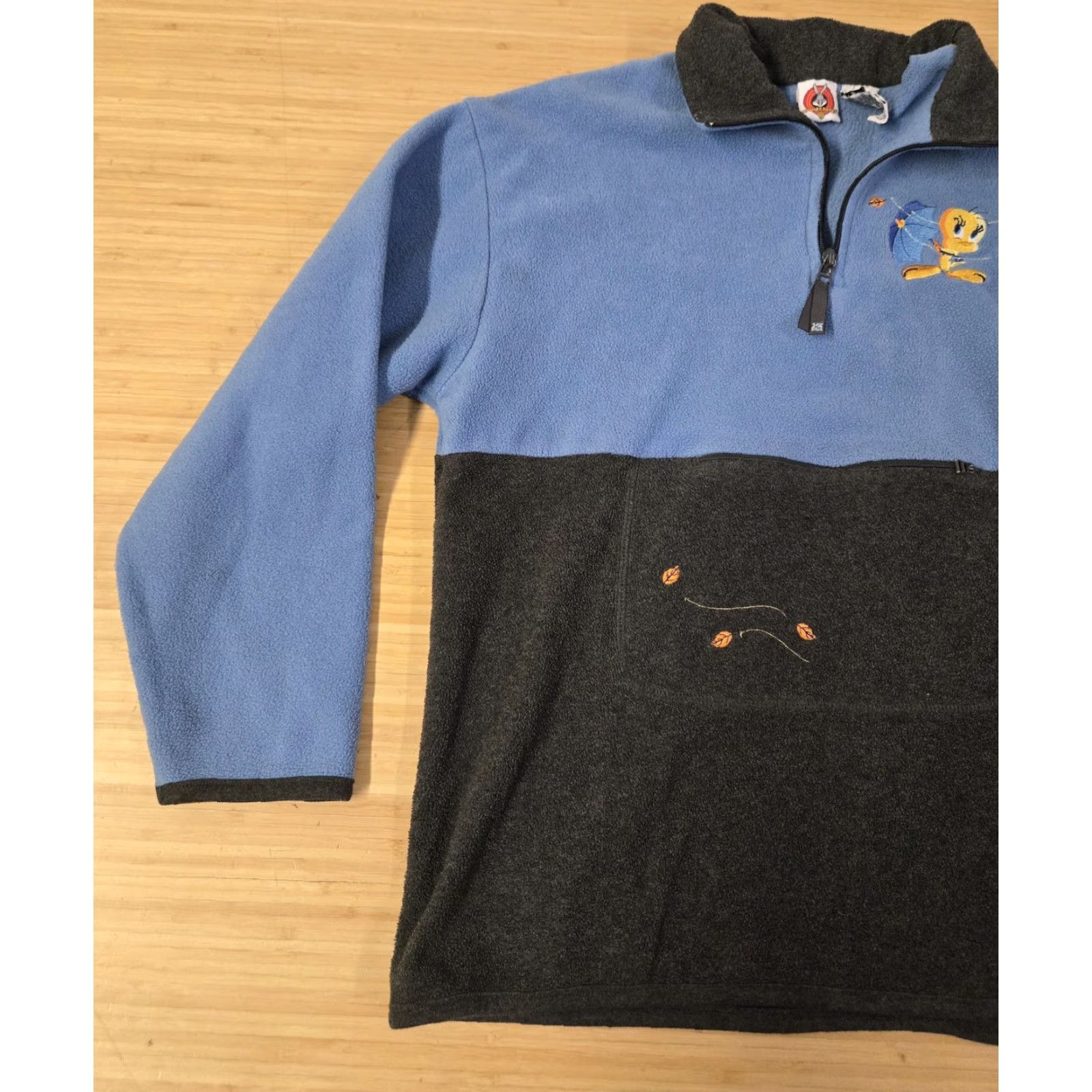 Vintage Tweety Bird Pullover Mens Large Blue Fleece 1/4 Zip Embroidered Looney Tunes Shirt Size US L / EU 52-54 / 3 - 3 Thumbnail