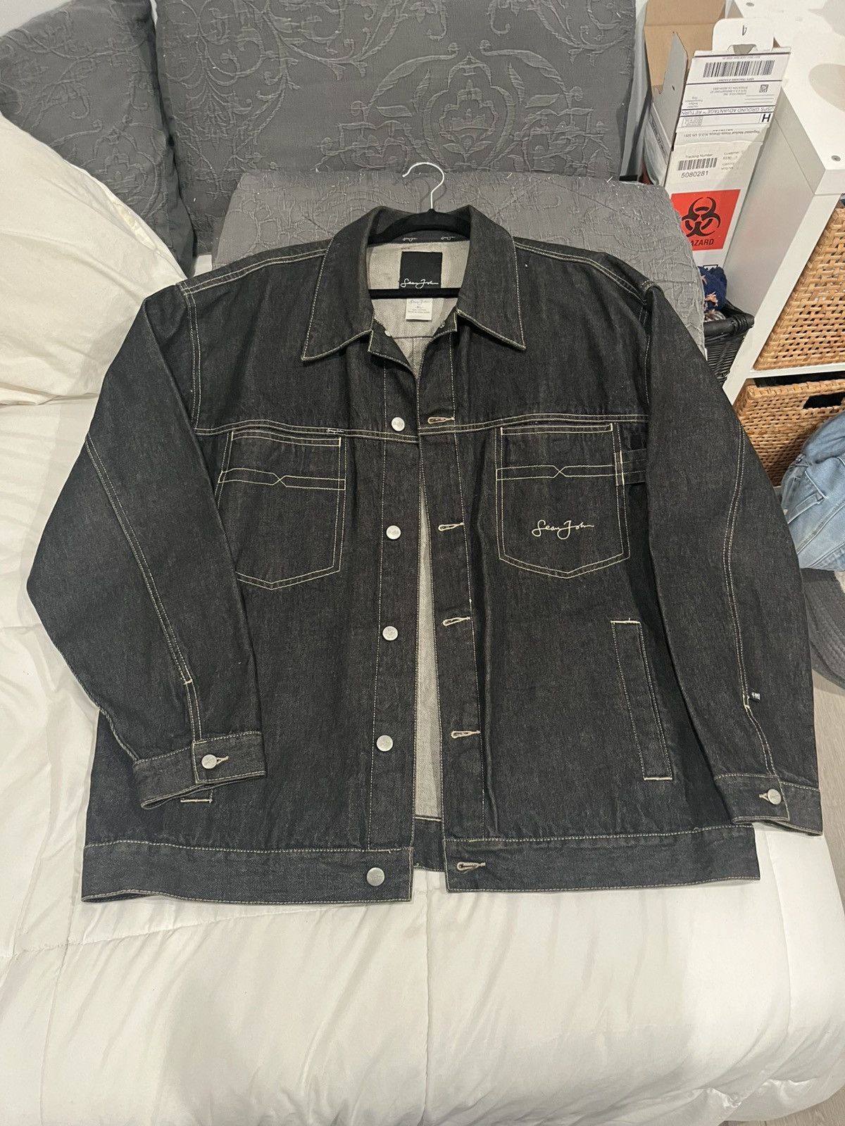 Sean John Black denim jacket by sean john Size US XL / EU 56 / 4 - 1 Thumbnail