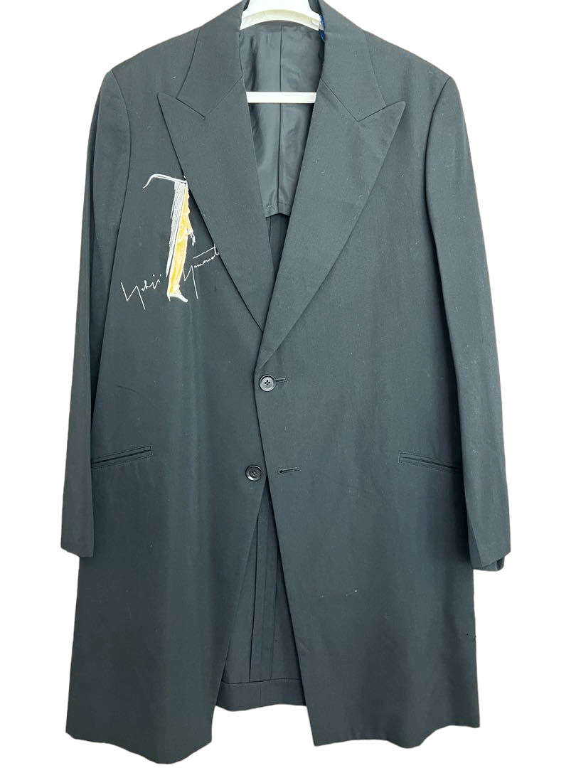 image of Yohji Yamamoto Pour Homme 02Ss Vinatge Embroidery Jacket in Black, Men's (Size Large)
