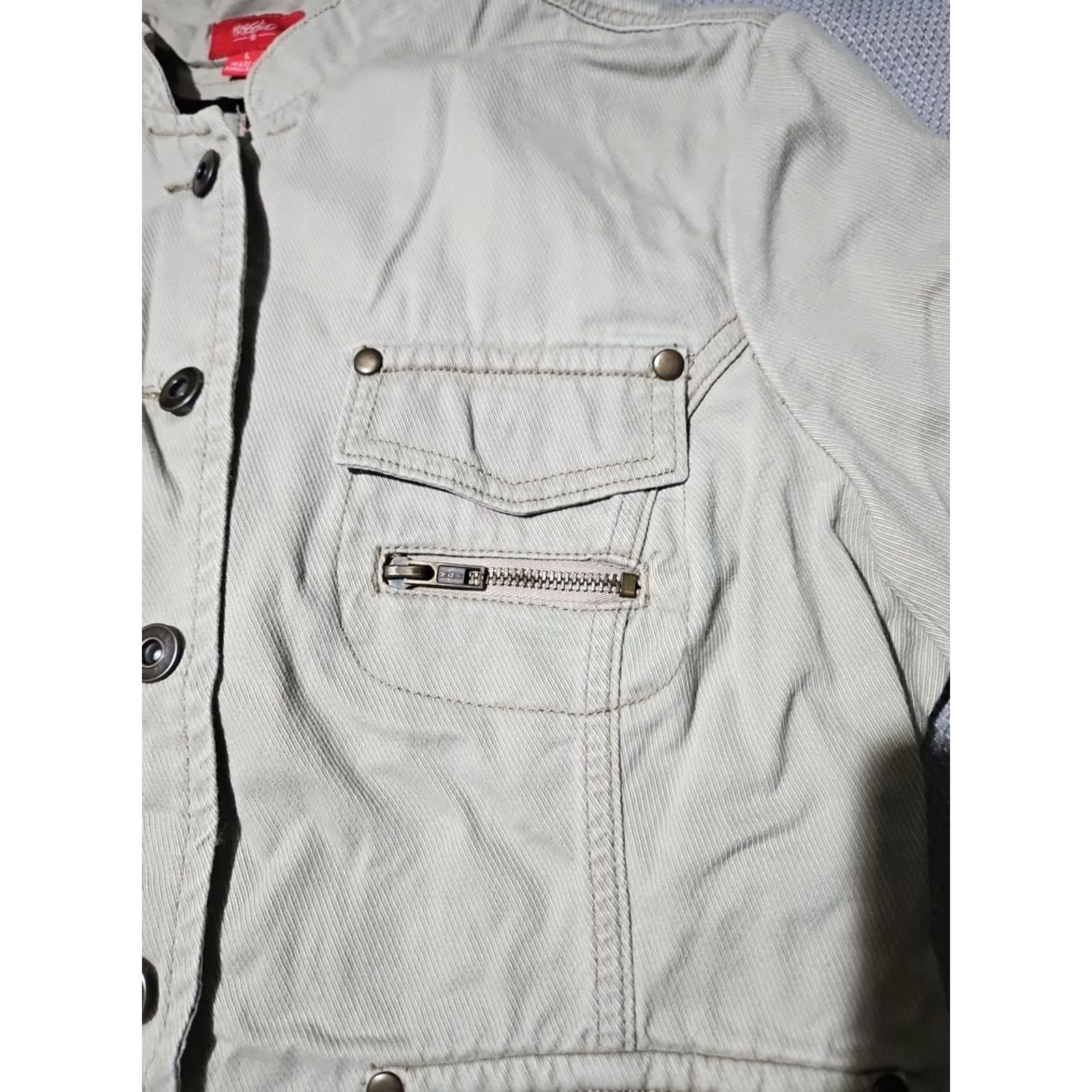 Mossimo Mossimo Jacket Womens Large Beige Military Button Pocket Casual Y2k Zip Mens Girls Womens Size L / US 10 / IT 46 - 7 Thumbnail