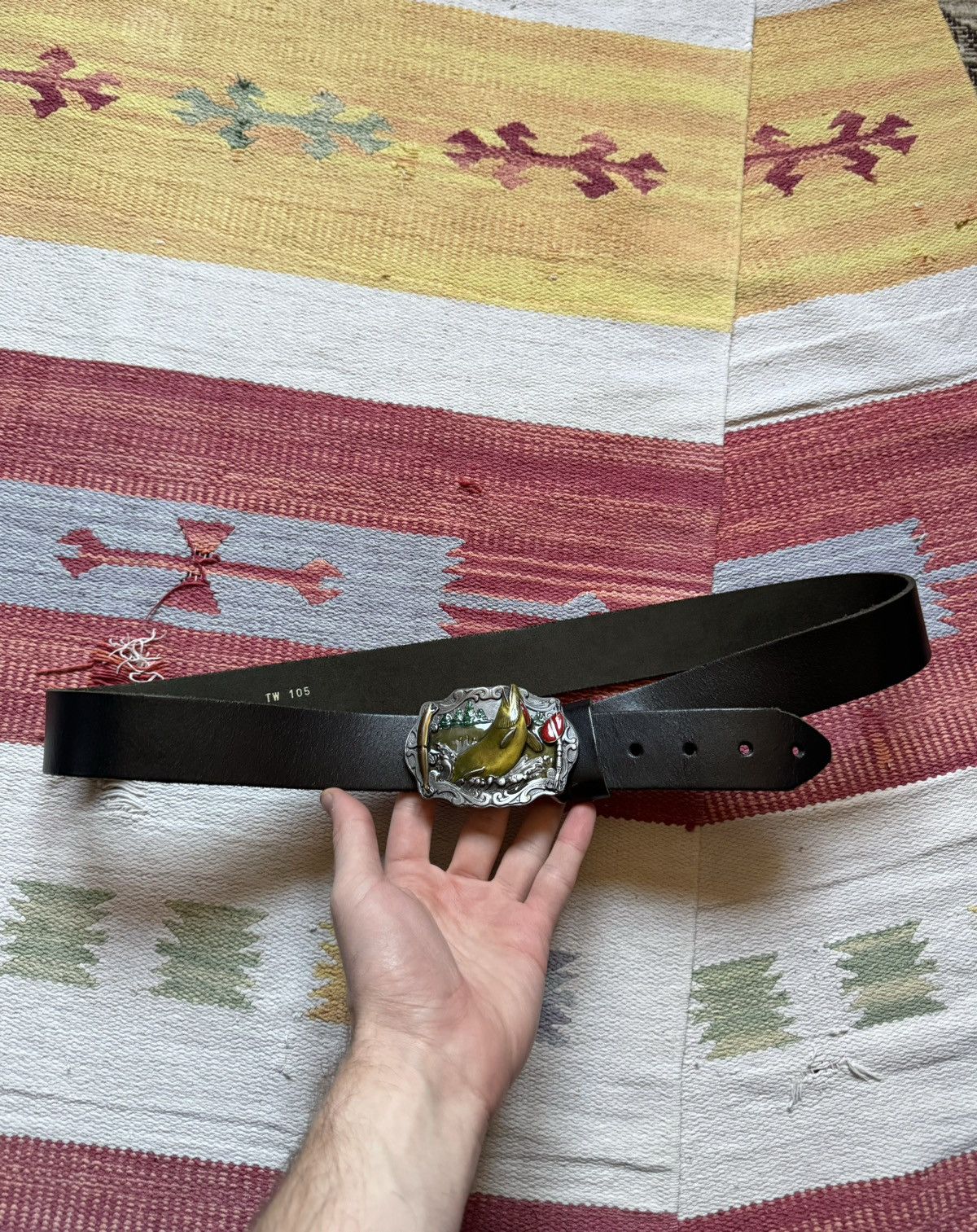 Genuine Leather Vintage Fishman USA Genuine Leather Black Belt Size ONE SIZE - 1 Thumbnail
