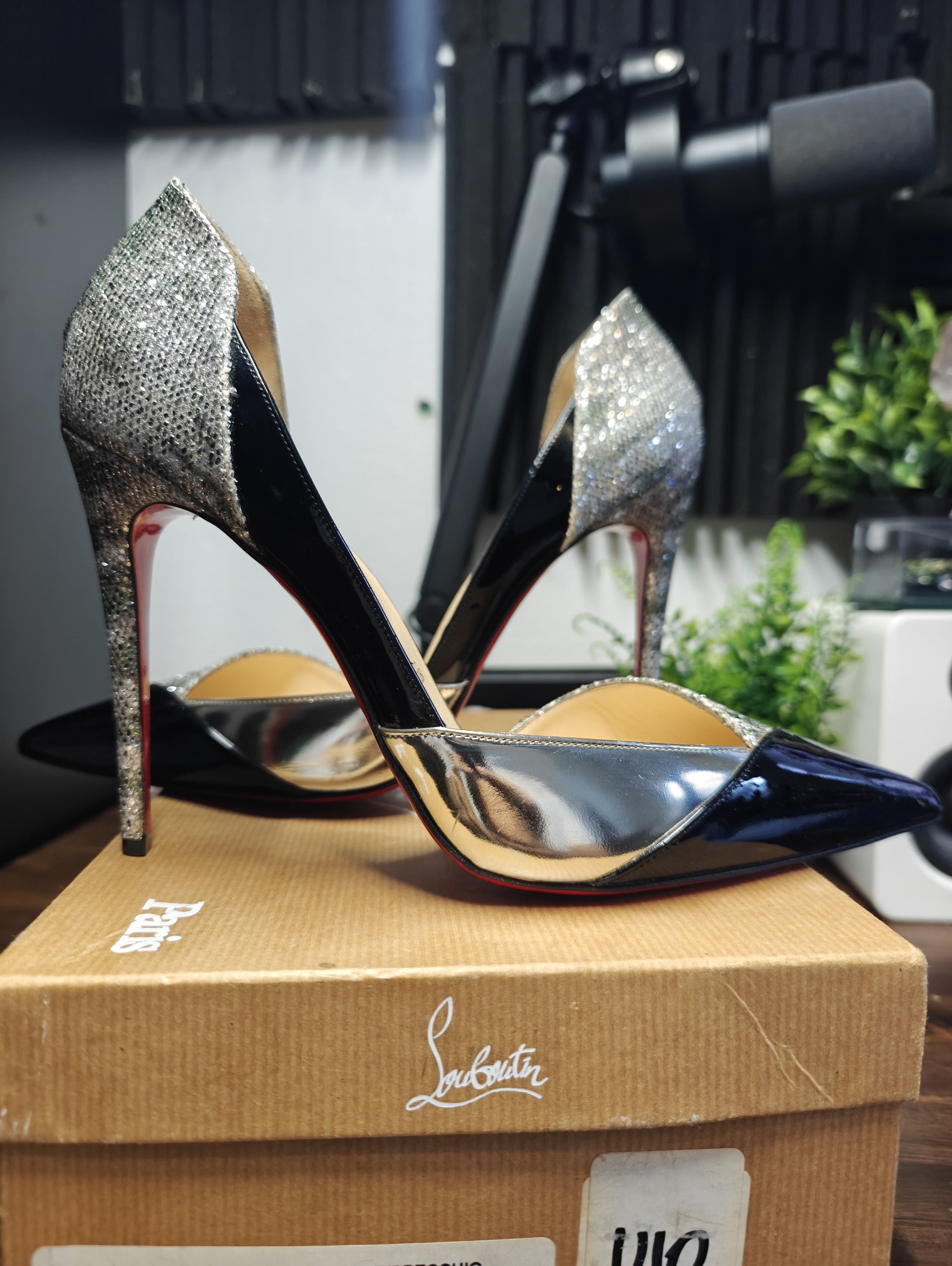 Christian Louboutin Christian Loubiton Tac Clac 100 Pat Glitter Sirene Specchio Size US 9 / IT 39 - 2 Thumbnail