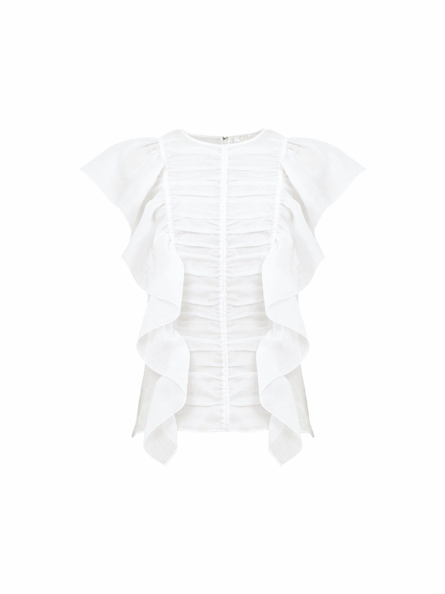 Chloe o1y0825 Short Sleeves Blouse in White Size S / US 4 / IT 40 - 1 Thumbnail