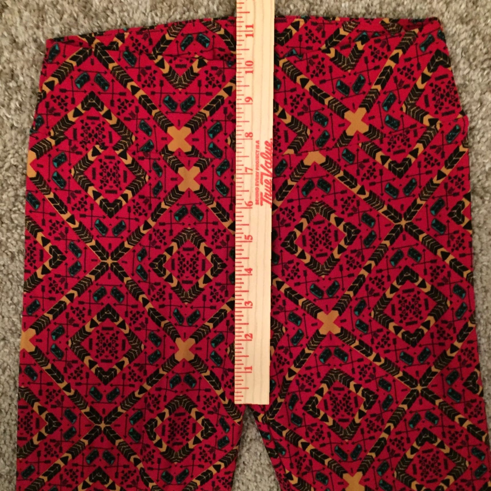 Vintage LuLaRoe Leggings One Size OS Red Geometric NWOT Size 42" / US 20 - 3 Thumbnail