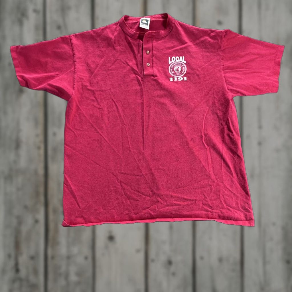 Vintage United Steelworkers Local 1191 Shirt Mens XL Red Henley AFL-CIO Graphic Union Size US XL / EU 56 / 4 - 1 Thumbnail