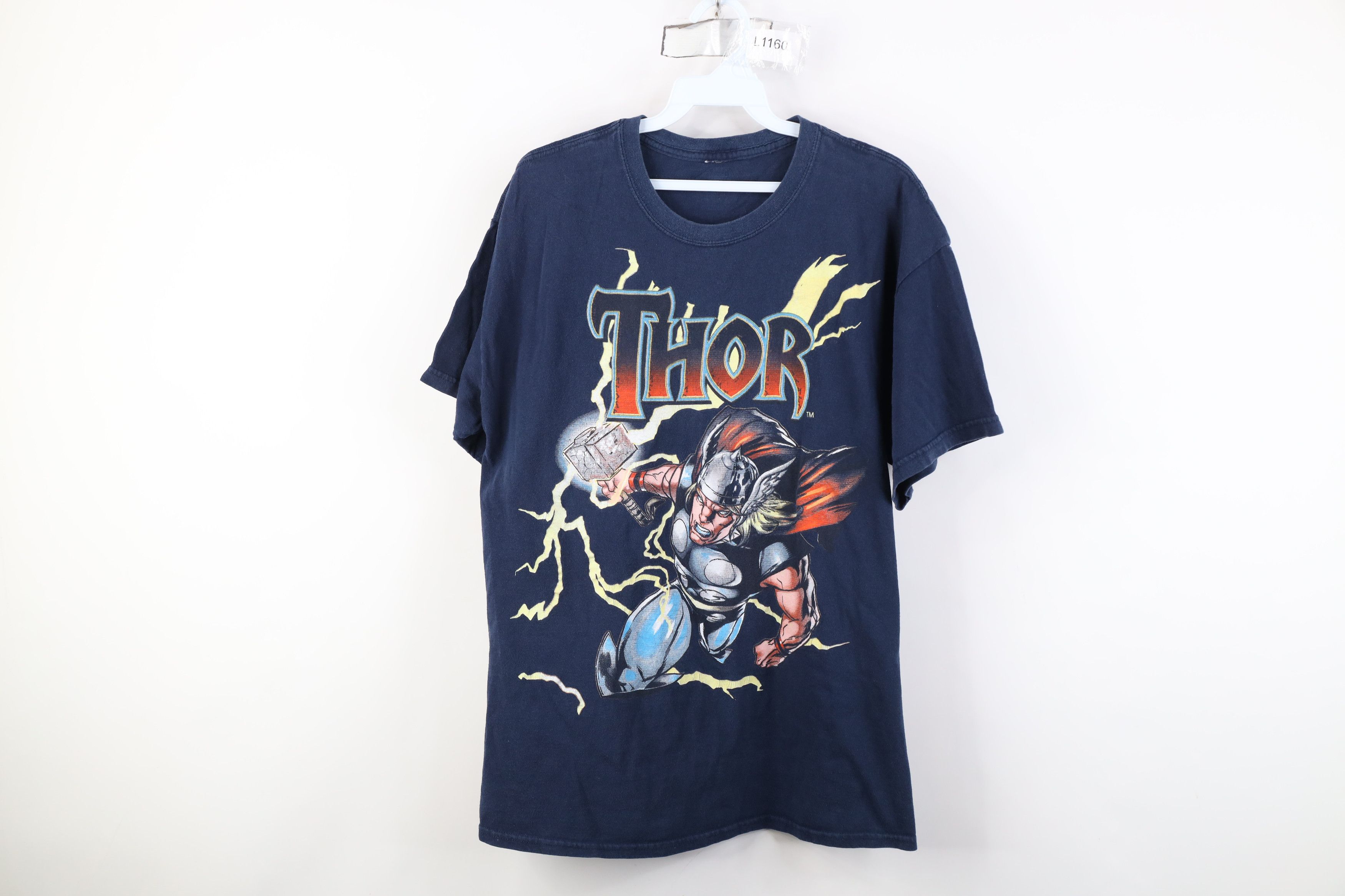Vintage Vintage Marvel Comics Print Thor Lightning T-Shirt Blue Size US M / EU 48-50 / 2 - 1 Thumbnail