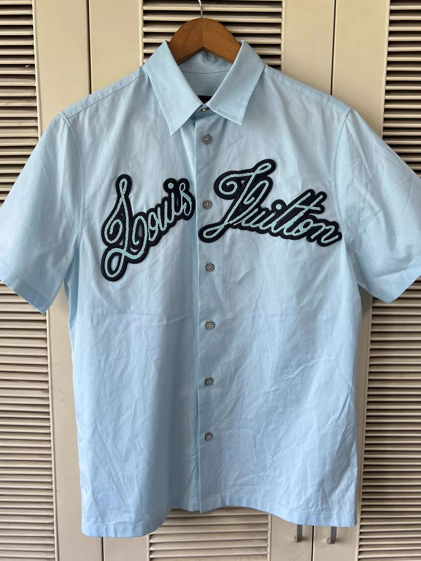 Louis Vuitton LV 24ss Short Sleeve Shirt L.Blue XS Beaded LV Logo Size US XS / EU 42 / 0 - 3 Thumbnail
