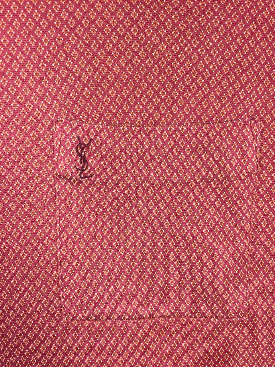 Yves Saint Laurent Vtg YSL Yves Saint Laurent Patterned Longsleeve Polo Tee Size US L / EU 52-54 / 3 - 4 Thumbnail