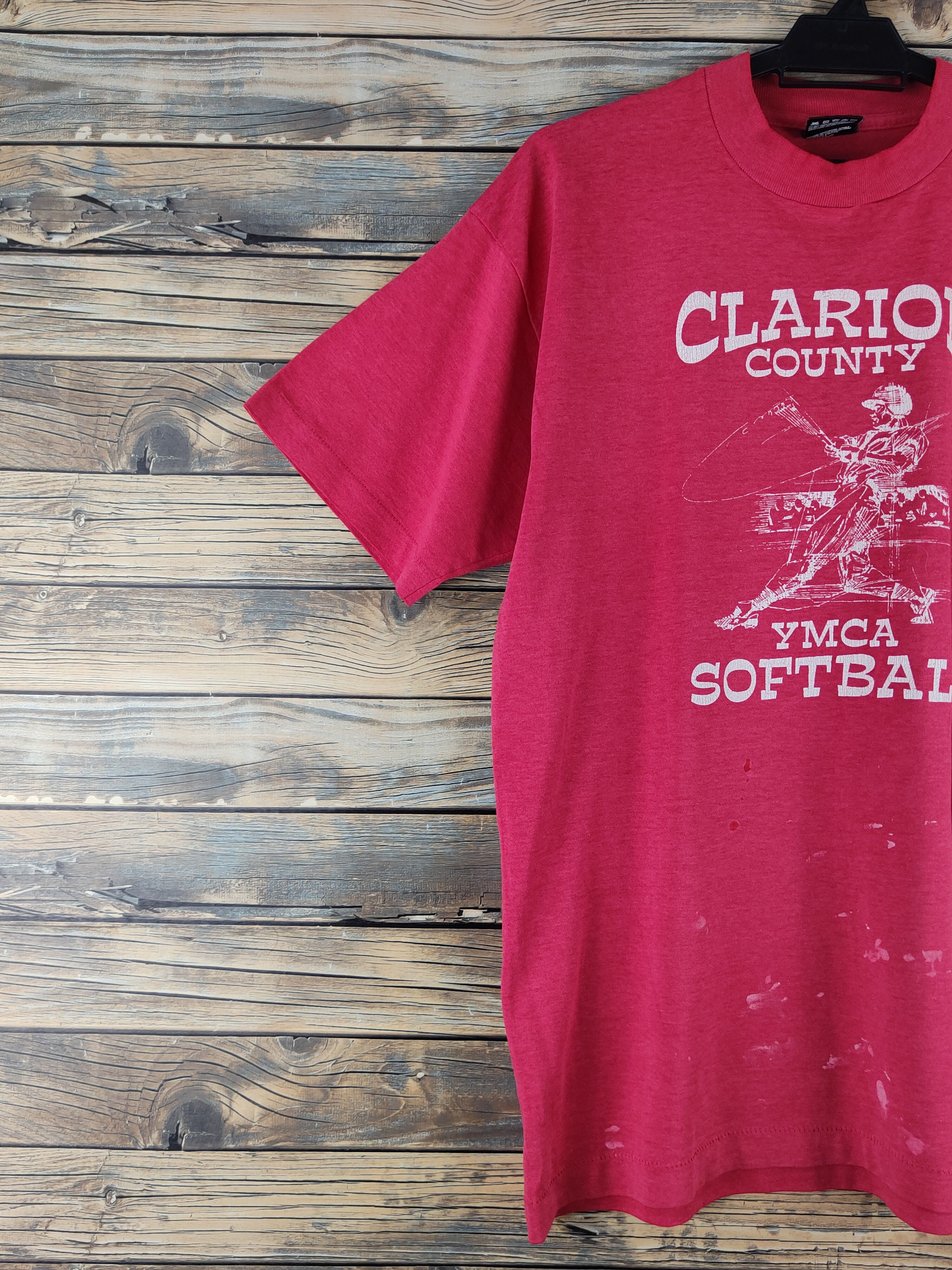 Vintage vintage clarion country ymca softball Red T-shirts #S2872 Size US L / EU 52-54 / 3 - 4 Thumbnail