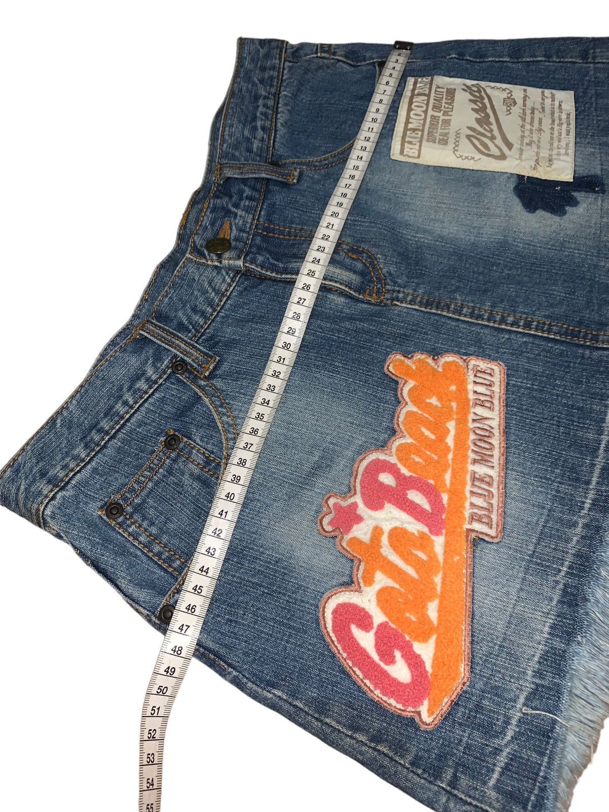 If Six Was Nine × Japanese Brand × Le Grande Bleu (L.G.B.) Vintage Blue moon blue patches denim mini skirt Size 30" / US 8 / IT 44 - 10 Thumbnail