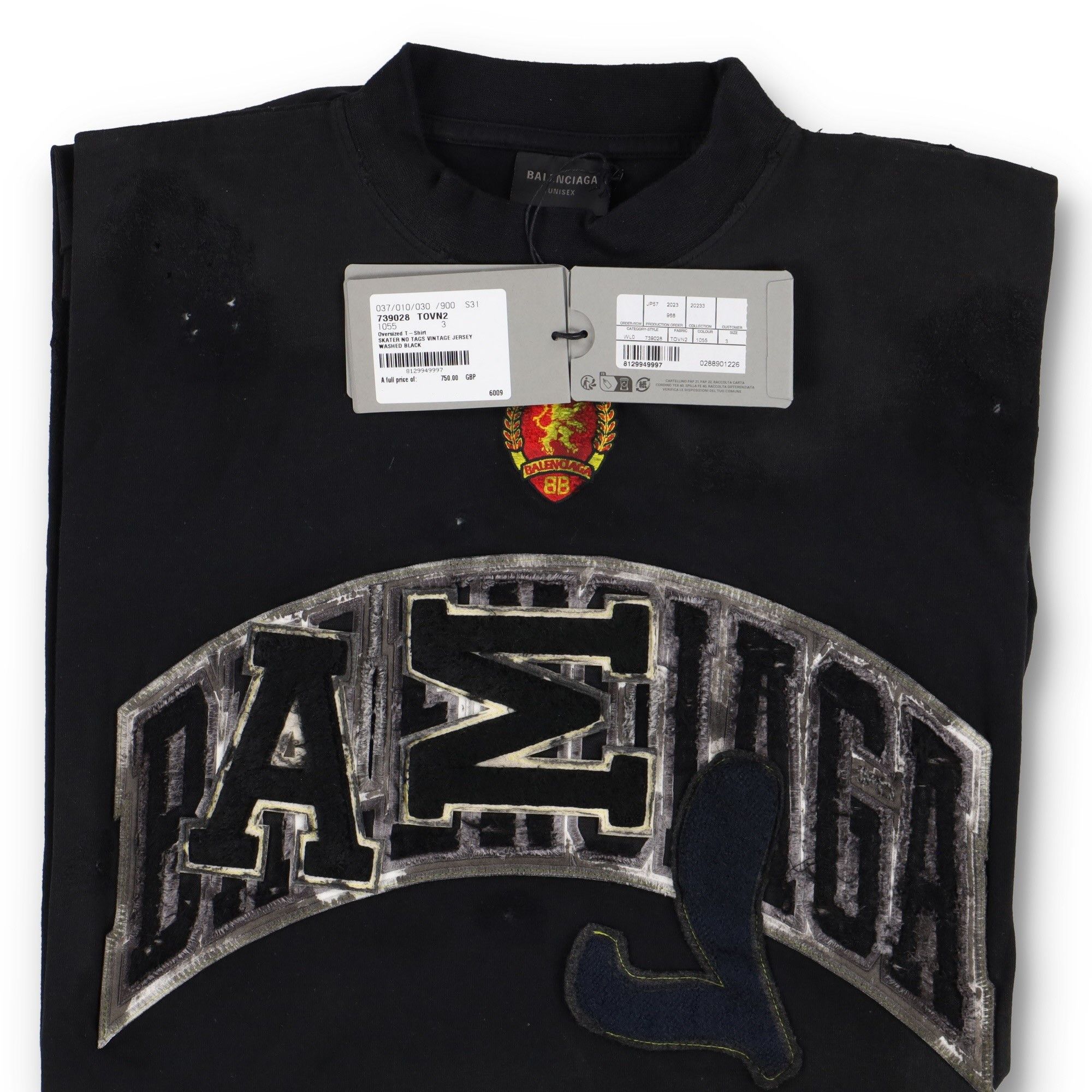 Balenciaga Black Distressed Skater Logo Oversized T-Shirt Size M / US 6-8 / IT 42-44 - 6 Thumbnail